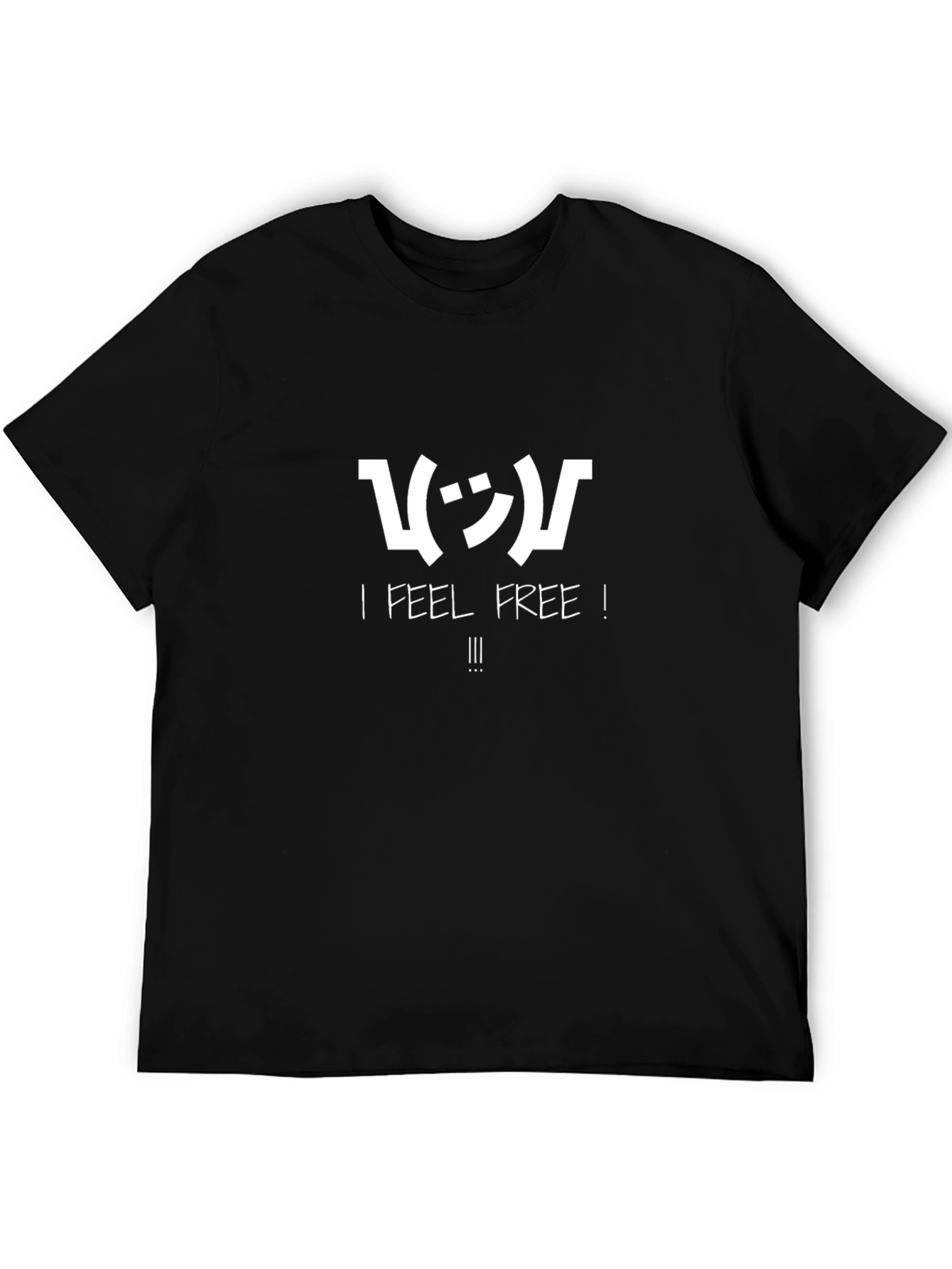 Black Funny 'I Feel Free' Graphic Print Black T-Shirt view 5