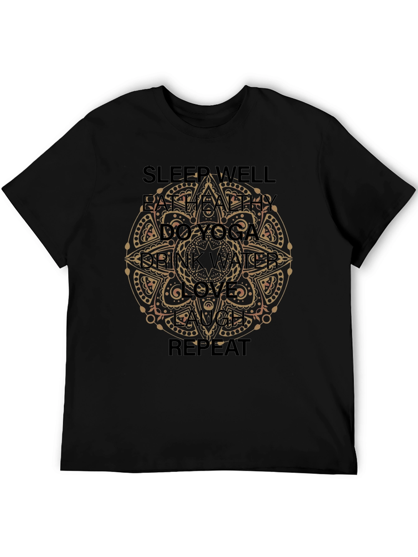 Black Mindful Mandala Graphic T-Shirt - Black view 5
