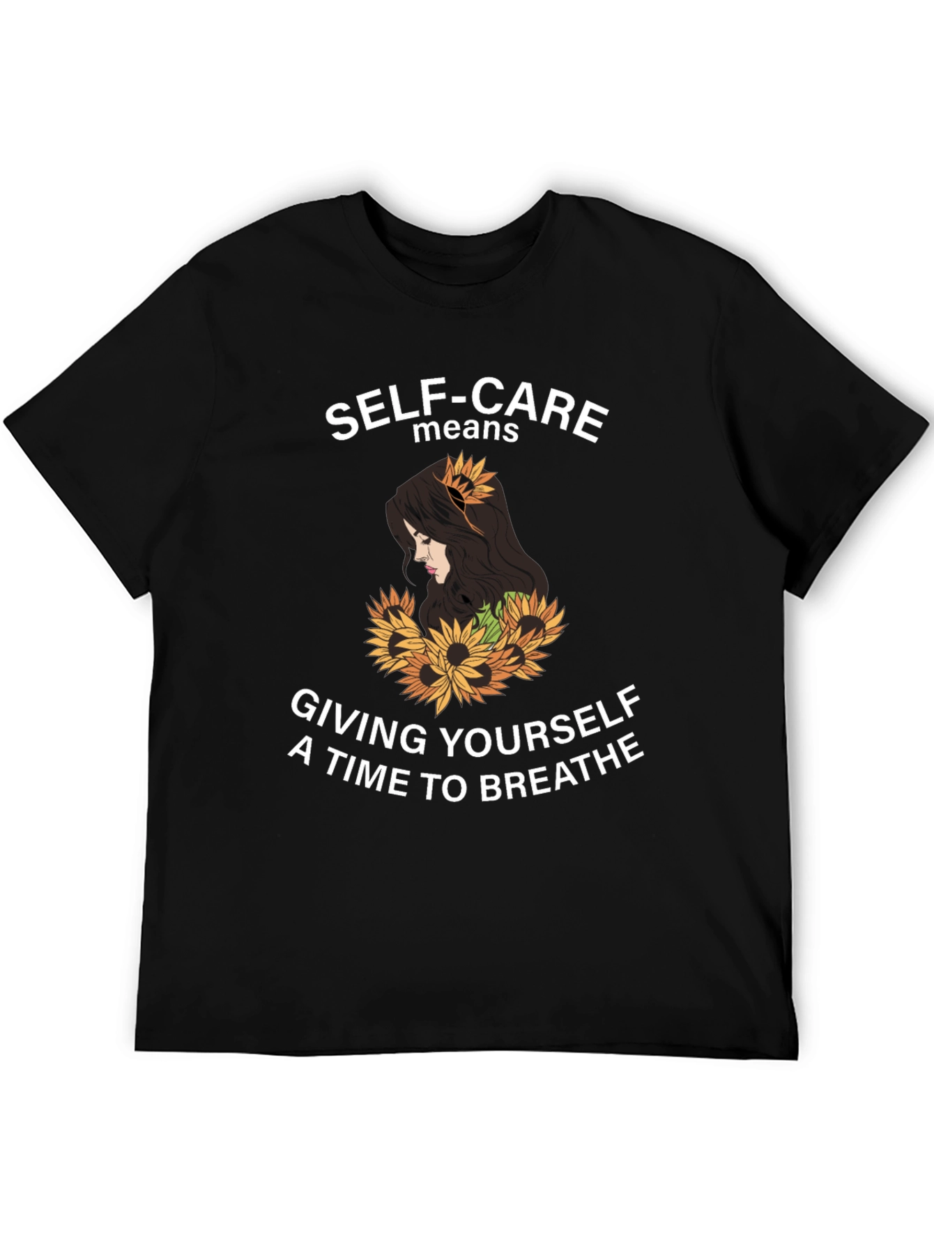 Black Self-Care Sunflower Graphic Tee - Black view 5