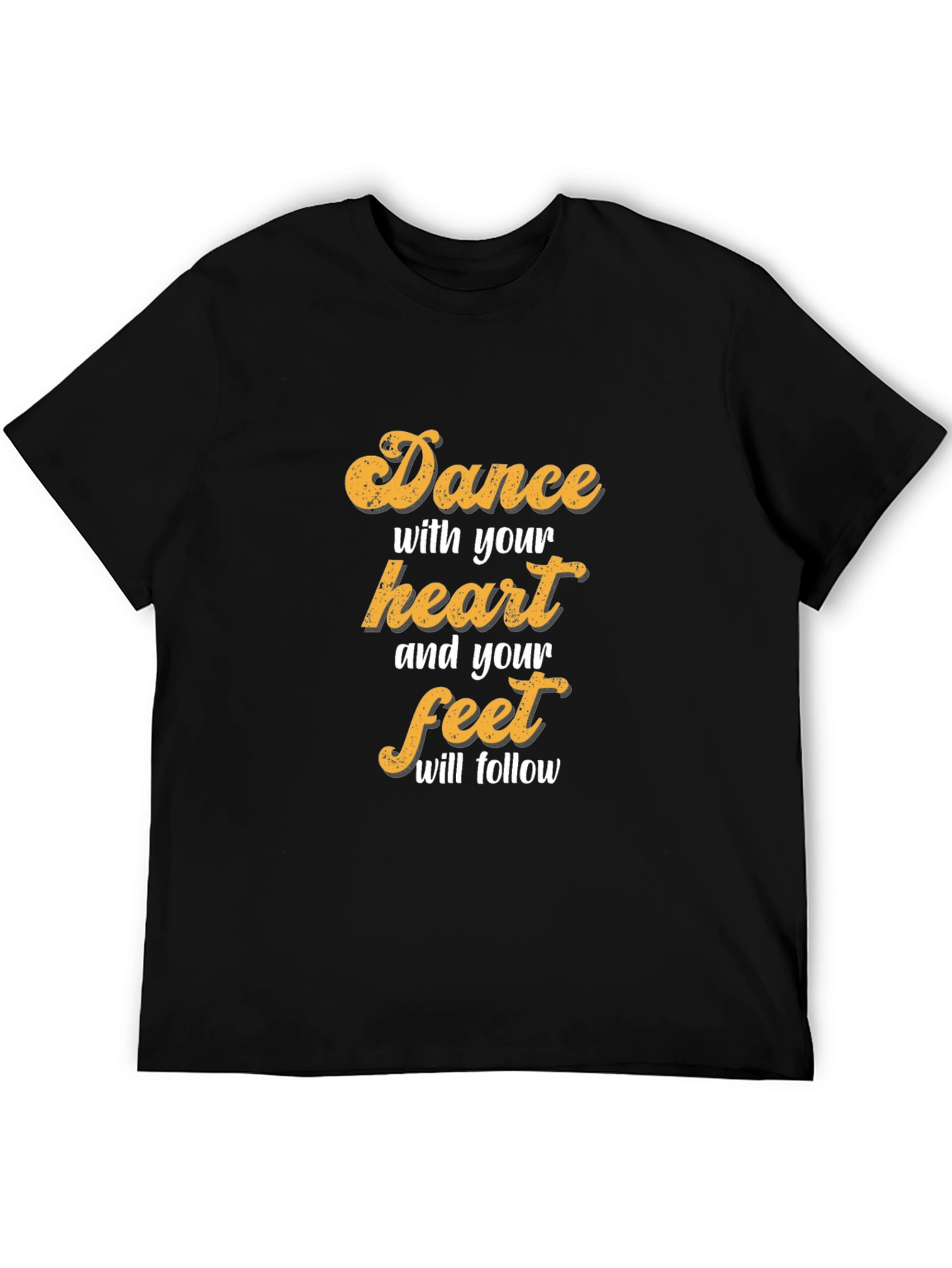 Black Dance With Your Heart Graphic Tee - Black Crew Neck T-Shirt view 5