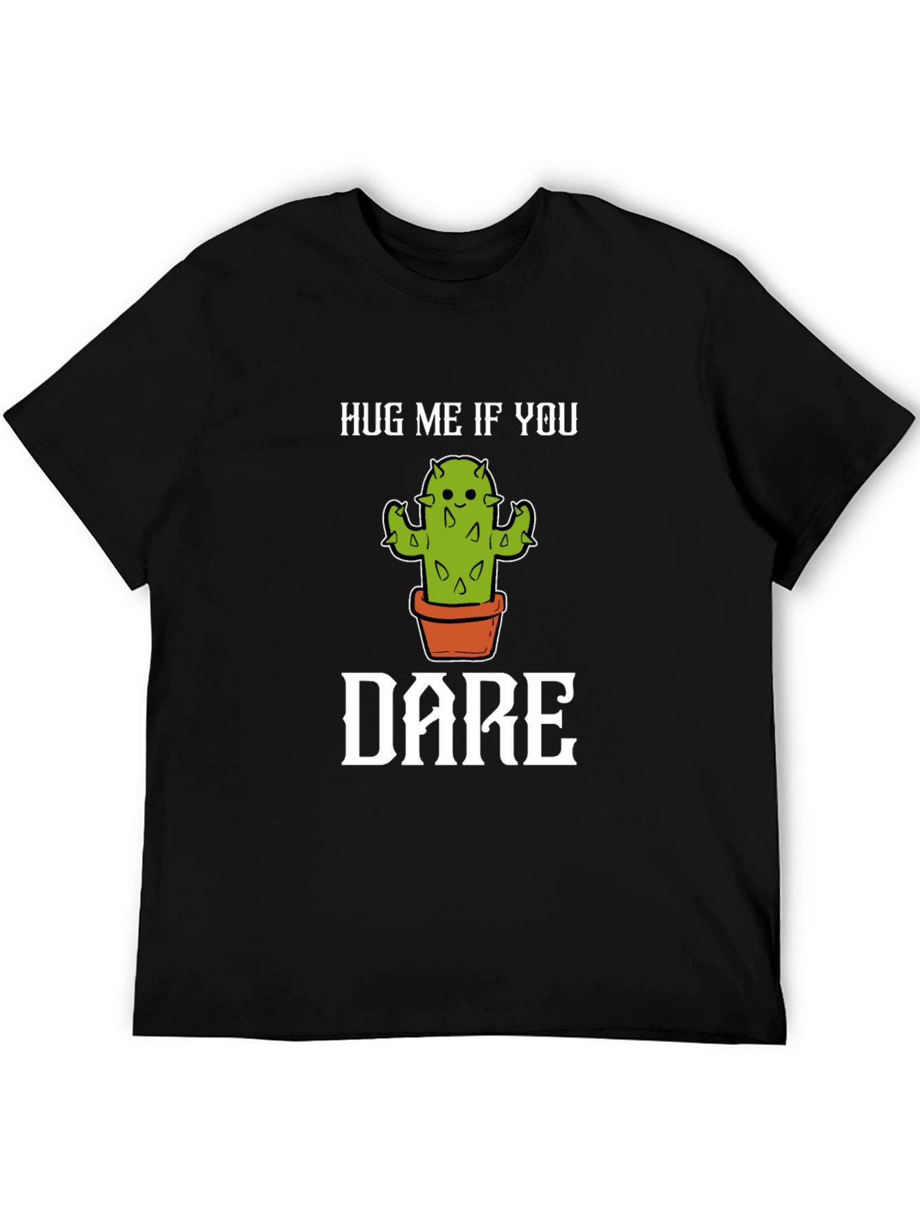 Black Hug Me If You Dare Cactus Graphic Tee view 5