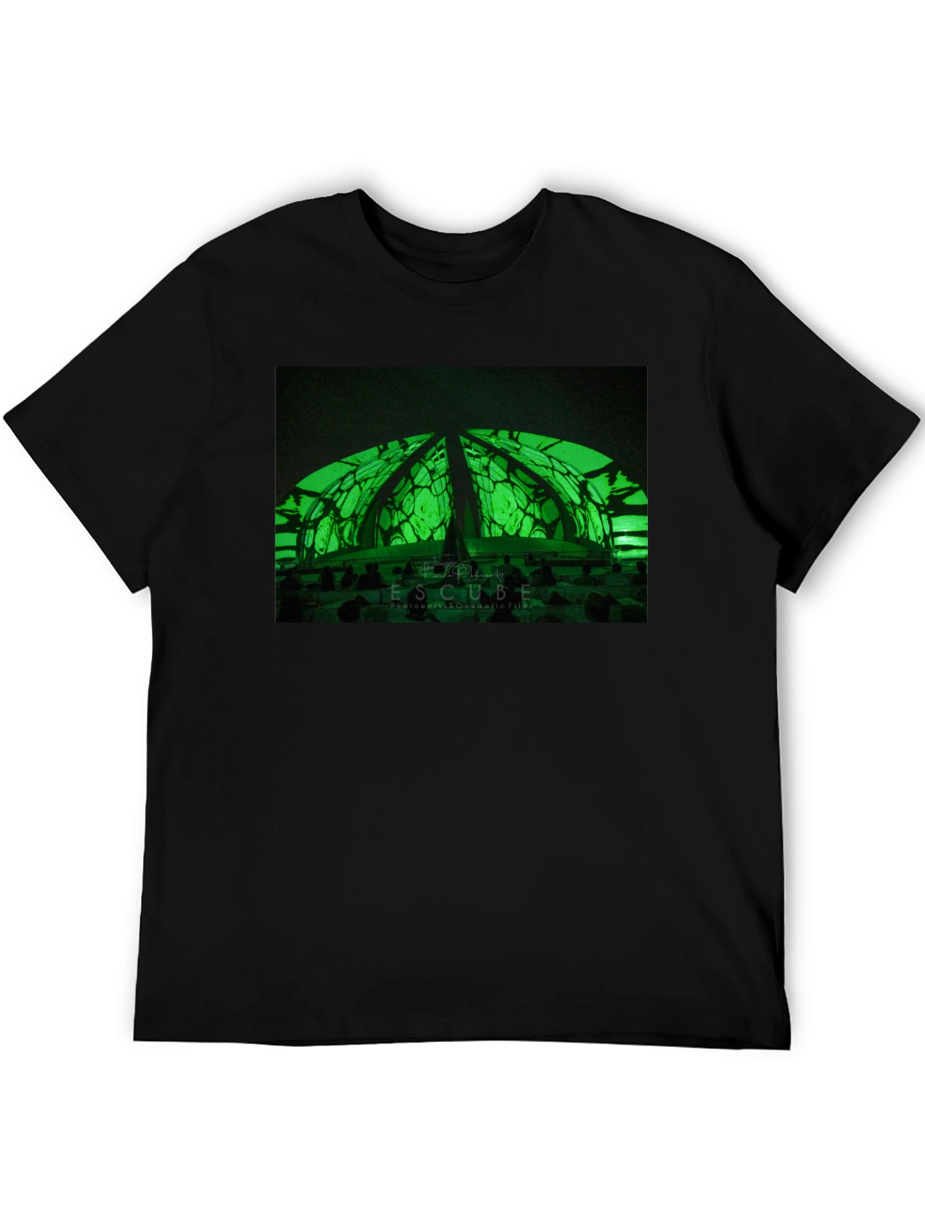 Black Futuristic Green Dome T-Shirt - Stylish & Unique Design view 5