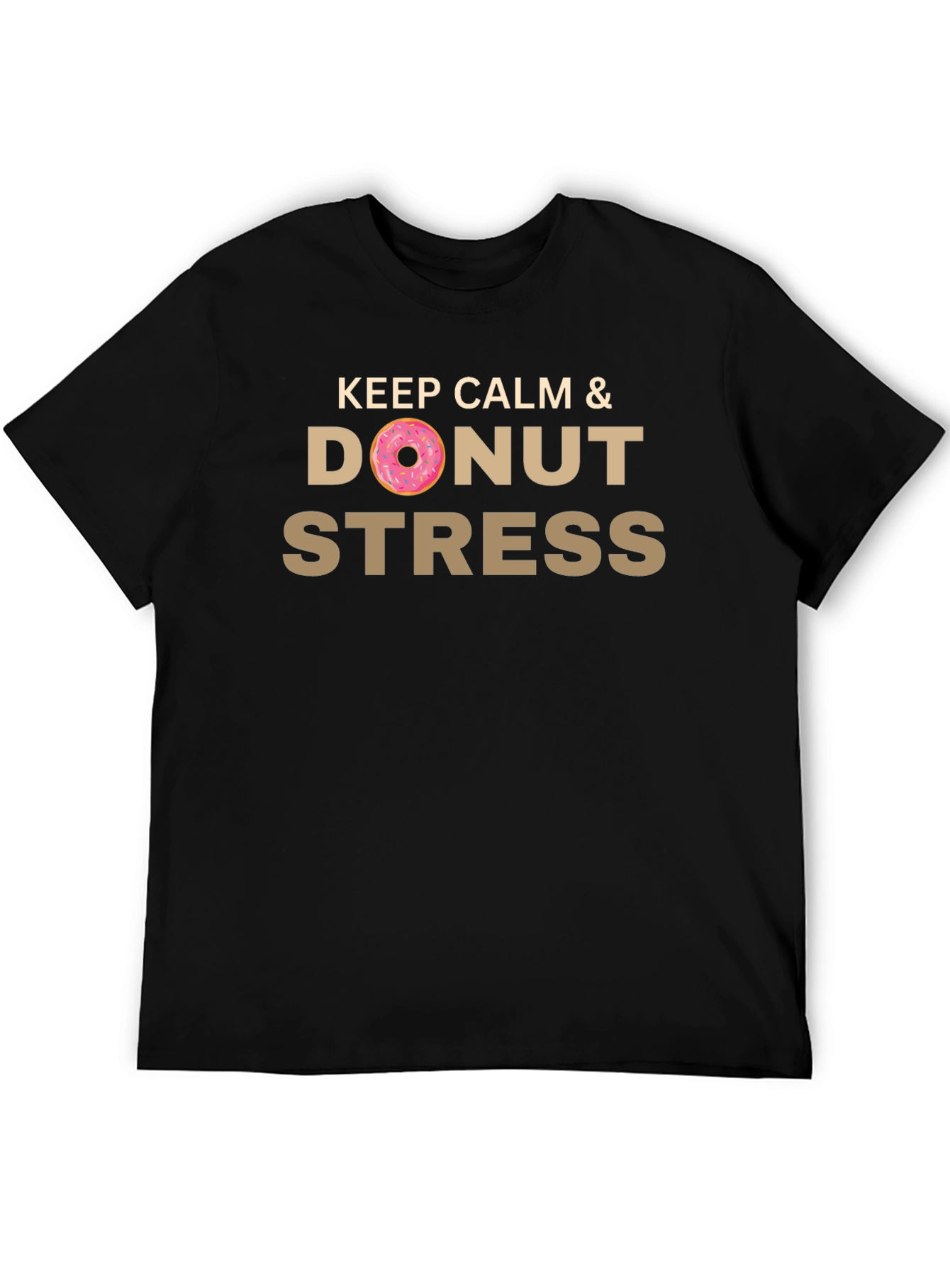 Black Keep Calm & Donut Stress Black T-Shirt view 5
