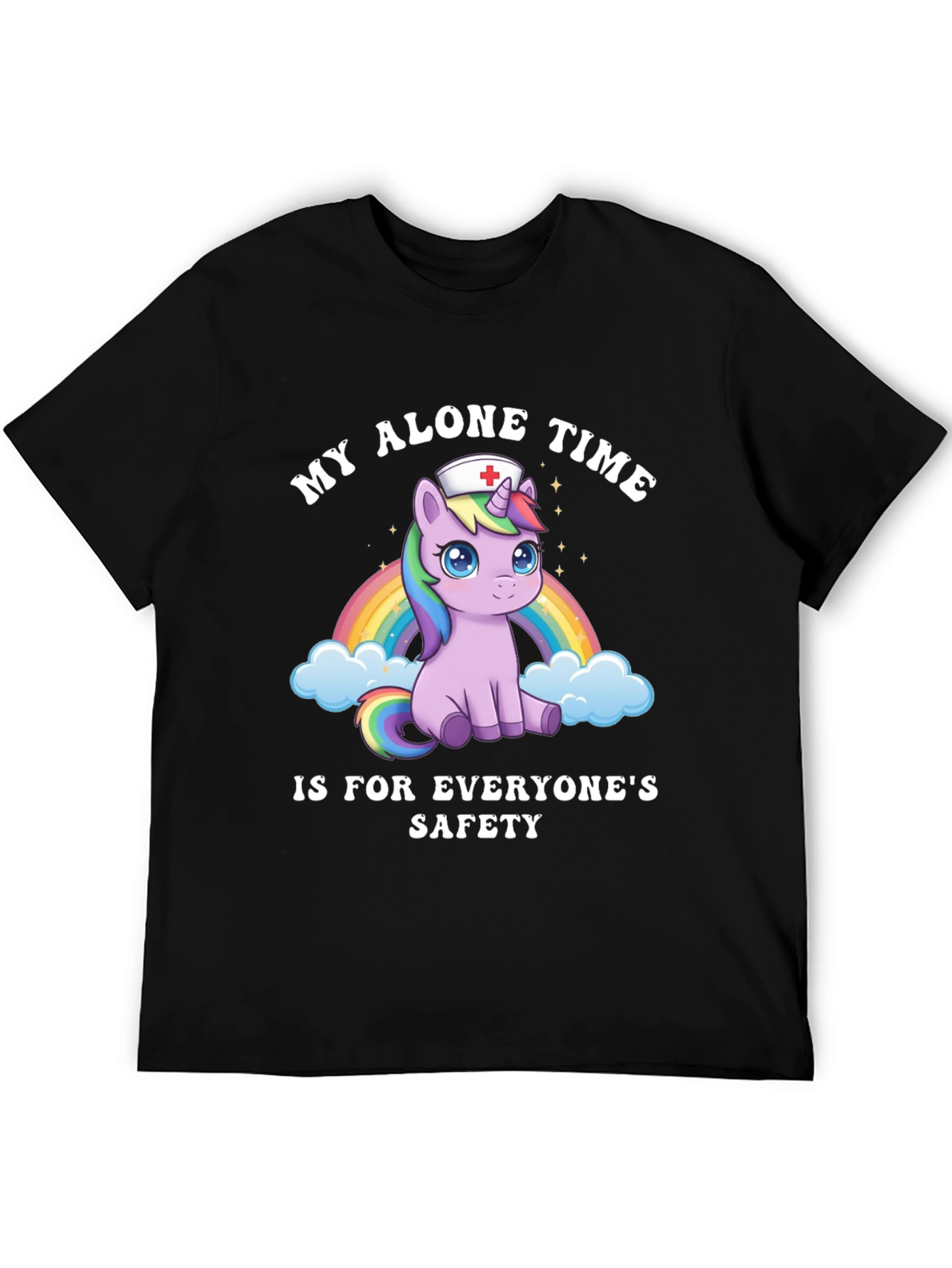 Black Unicorn Nurse T-Shirt - My Alone Time Safety Tee view 5