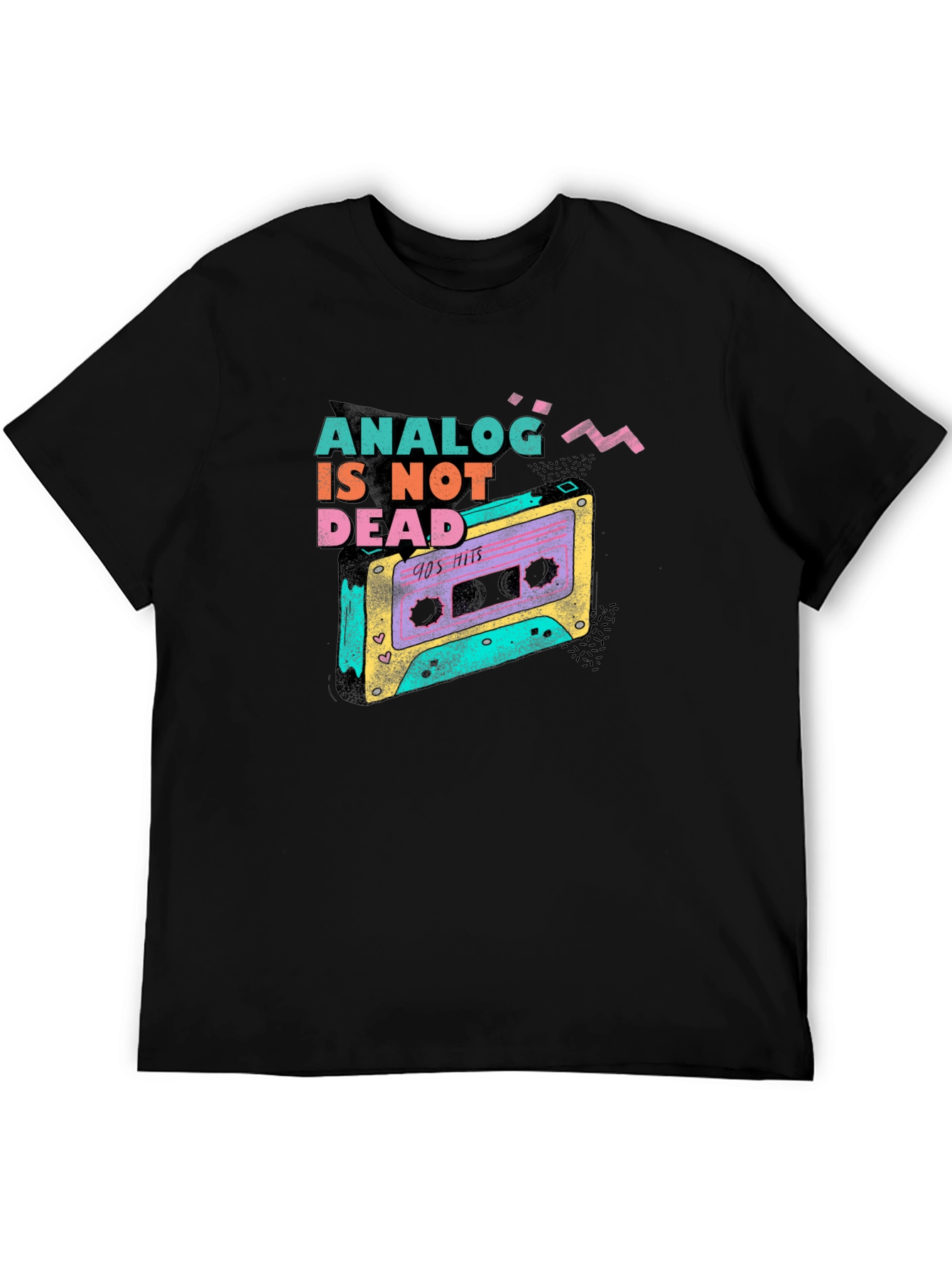 Black Analog is Not Dead T-Shirt: Retro 90s Cassette Tape Design view 5