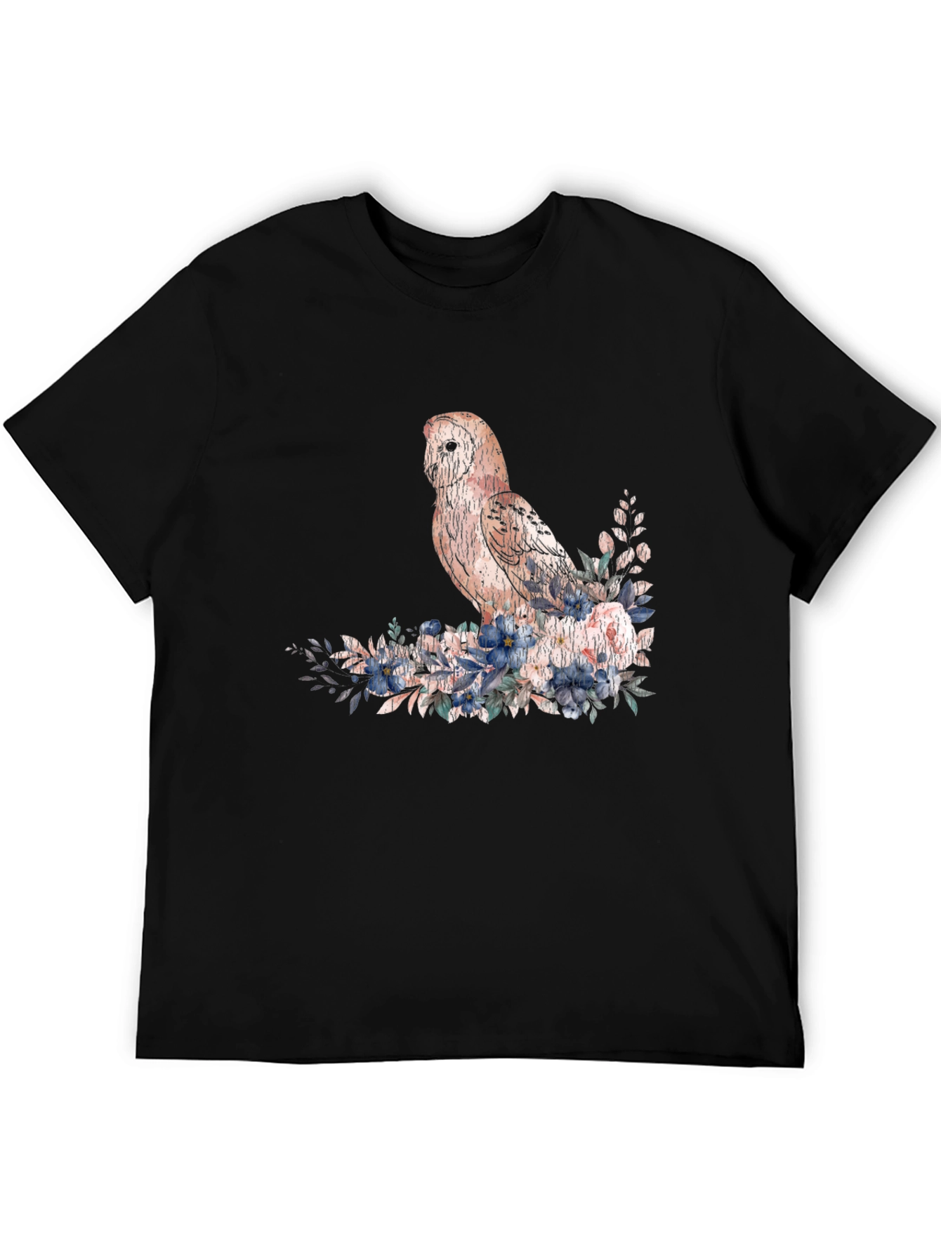 Black Owl and Floral T-Shirt - Black view 5
