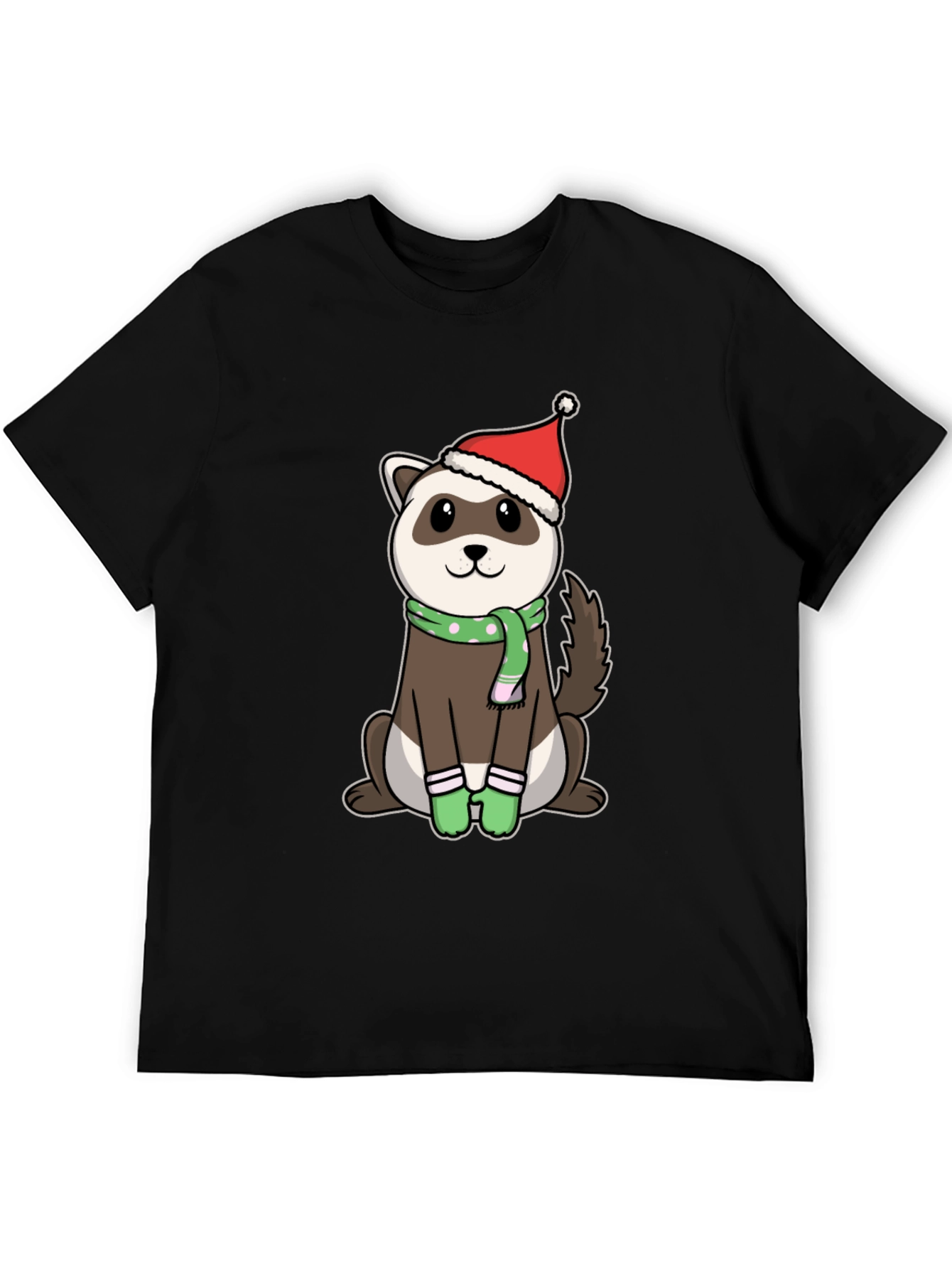 Black Festive Ferret Christmas T-Shirt view 5