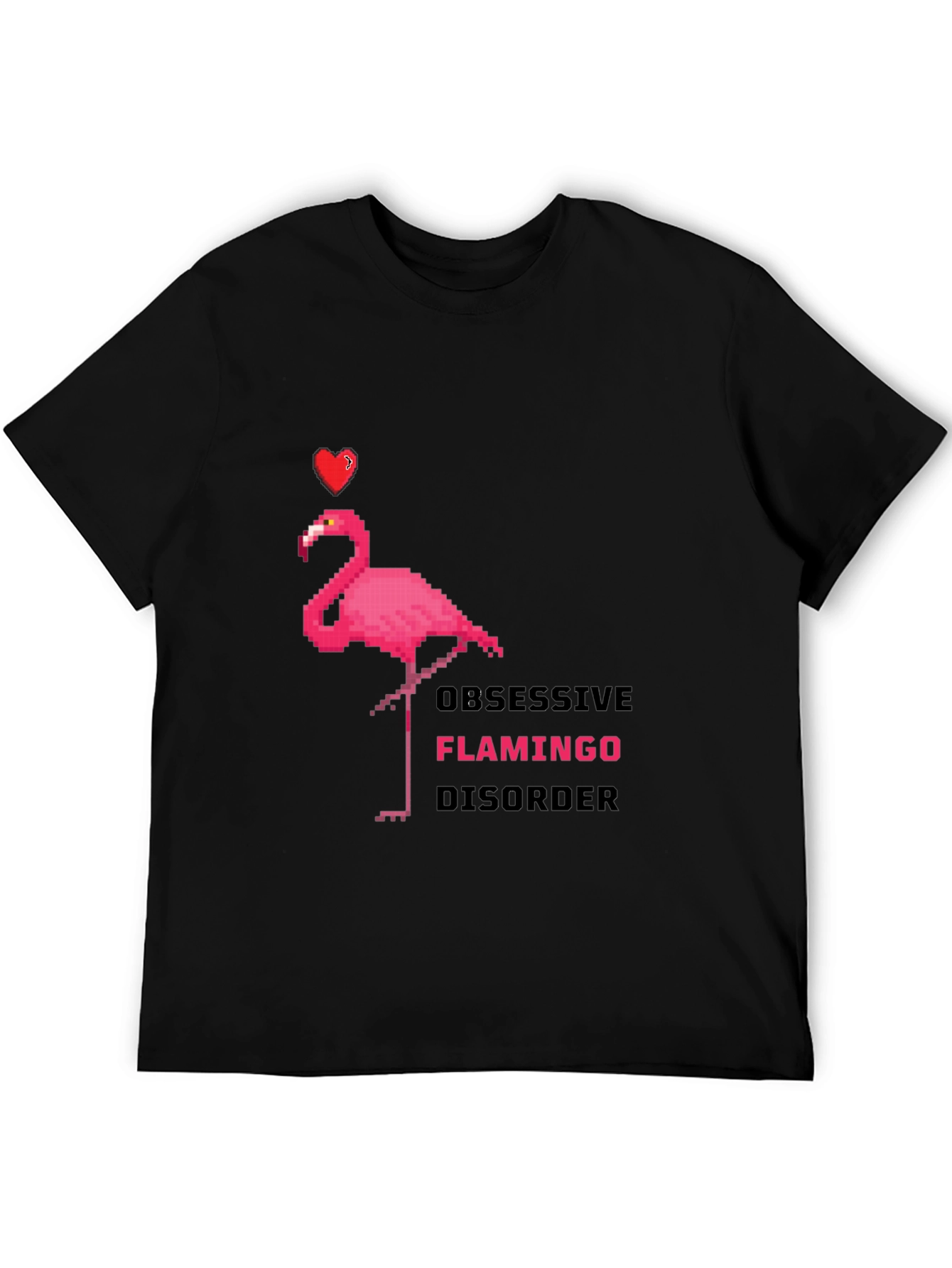 Black Obsessive Flamingo Disorder Graphic T-Shirt view 5
