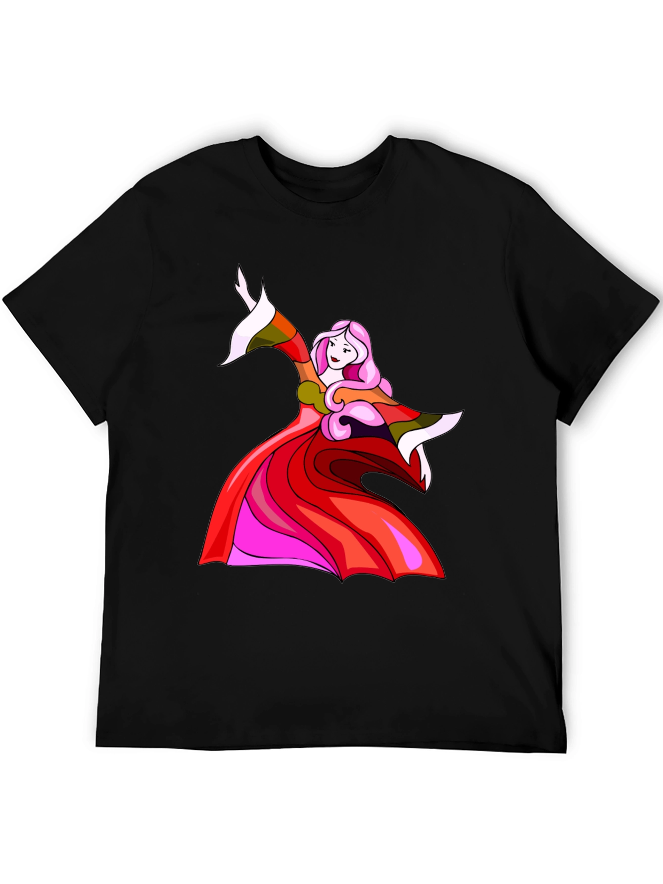 Black Whimsical Woman Graphic Tee - Black view 5
