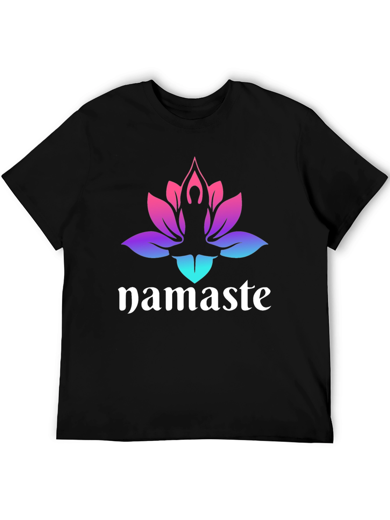 Black Namaste Lotus Yoga T-Shirt - Gradient Design view 5