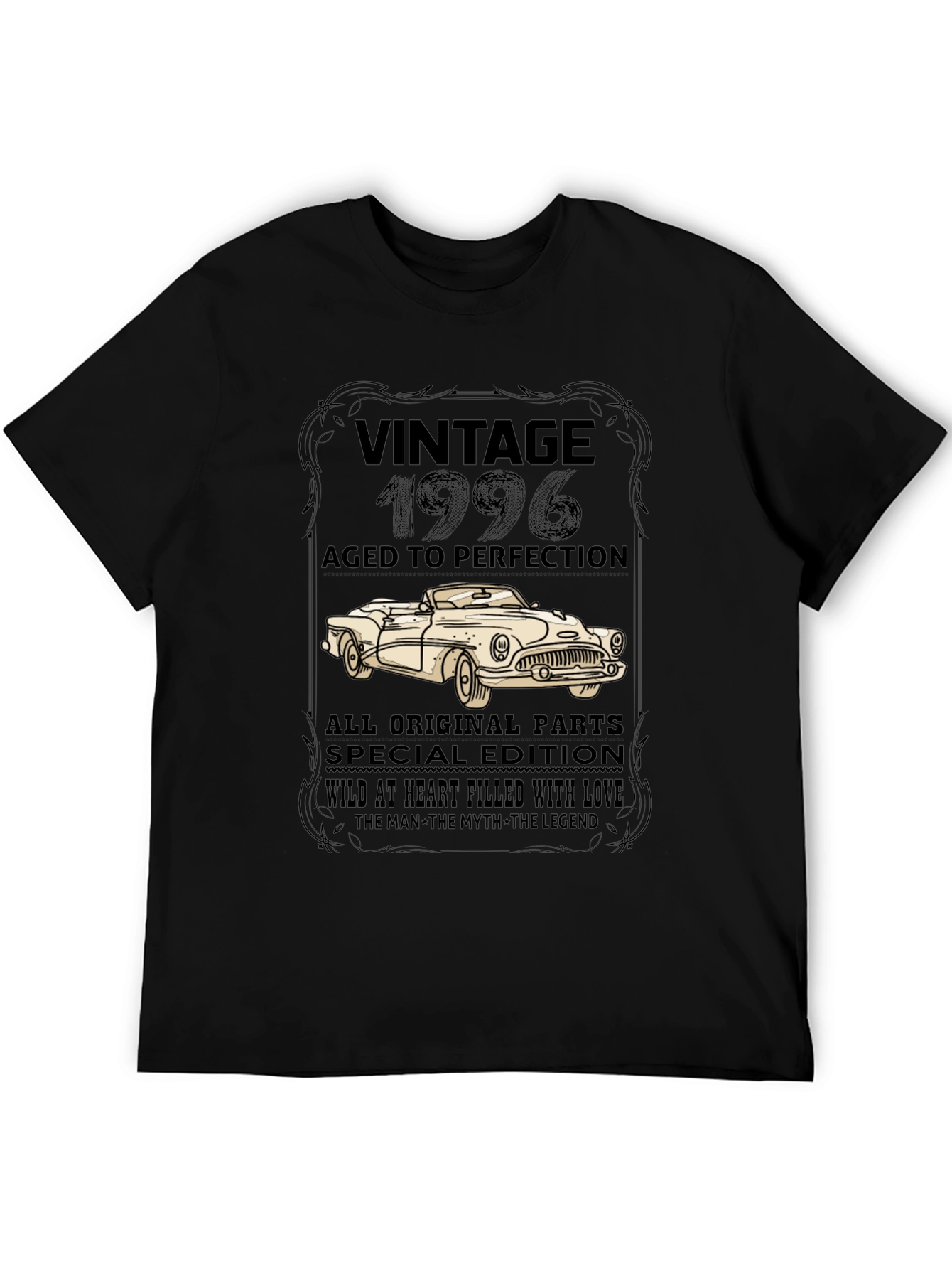 Black Vintage 1996 T-Shirt - Aged to Perfection, Classic Car Design view 5