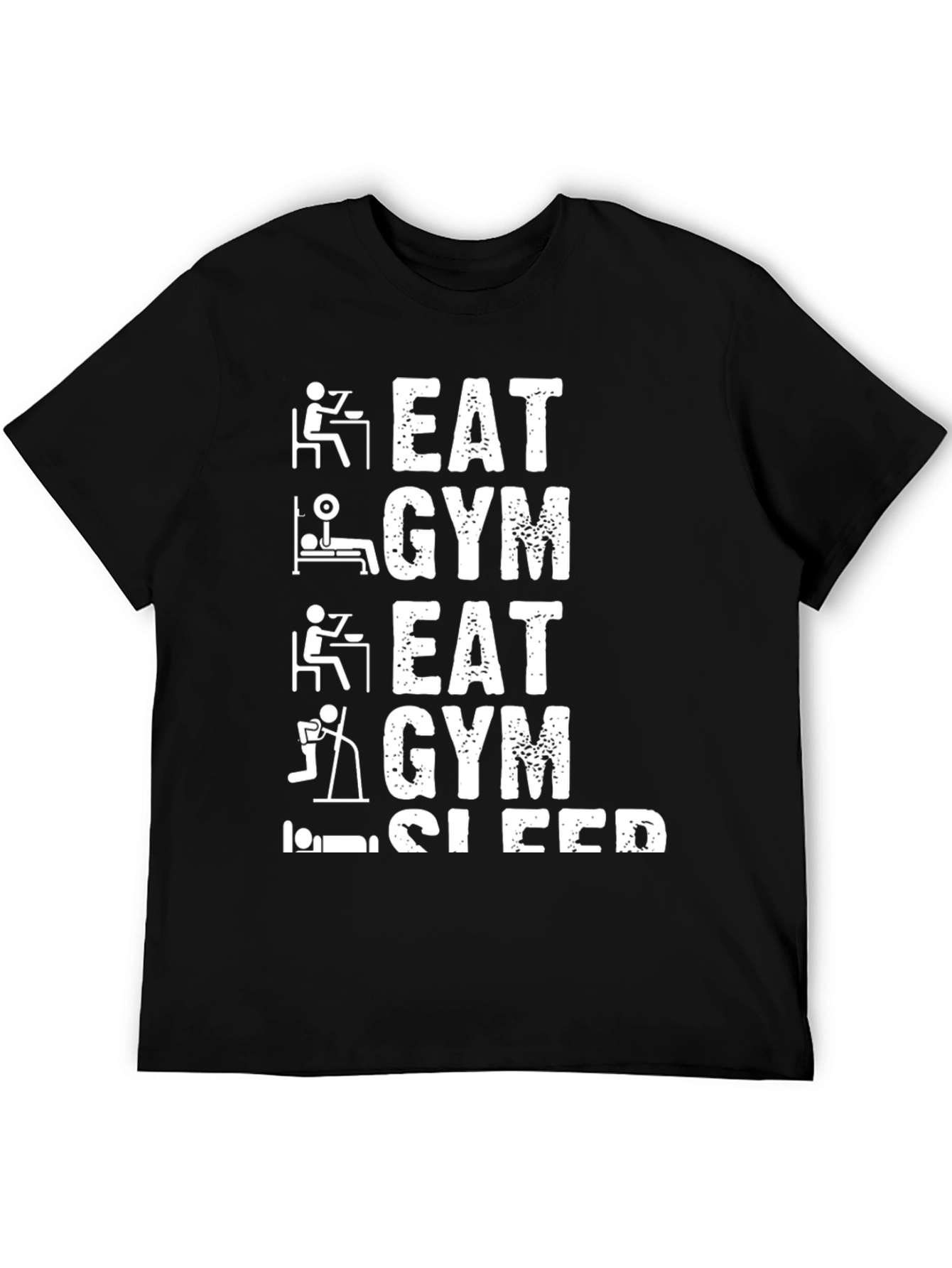 Black Eat Gym Sleep Repeat Funny Workout T-Shirt view 5