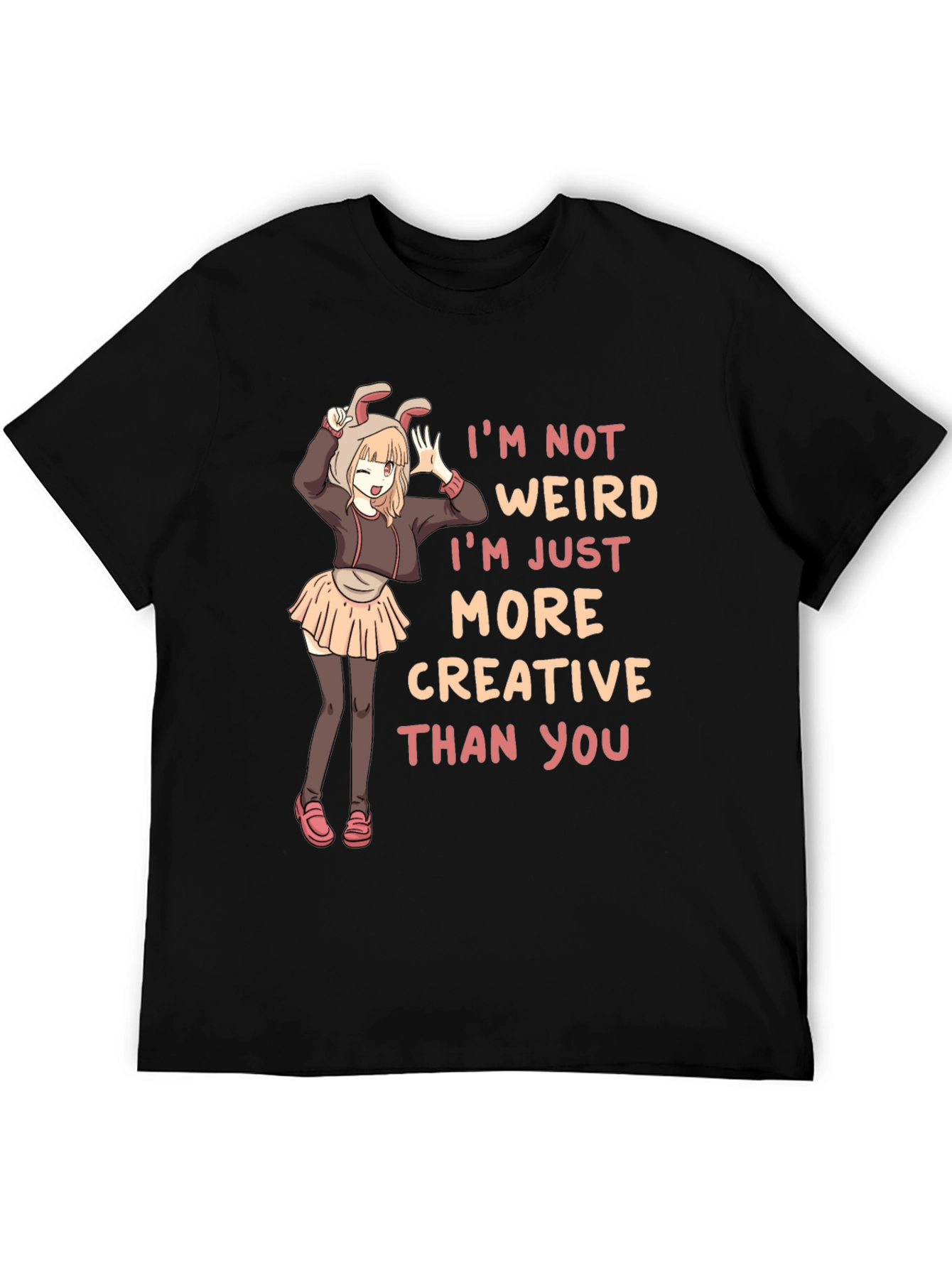 Black I'm Not Weird Creative Black T-Shirt view 5