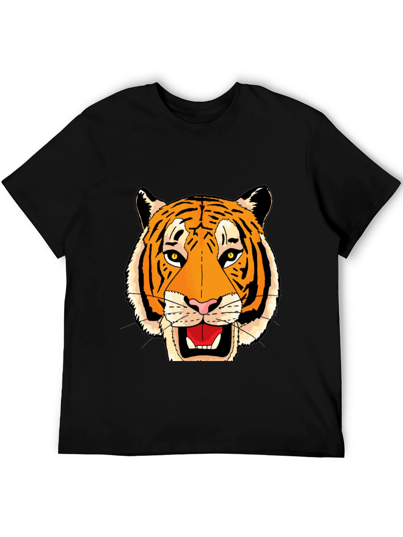 Black Black T-Shirt with Bold Tiger Face Graphic view 5