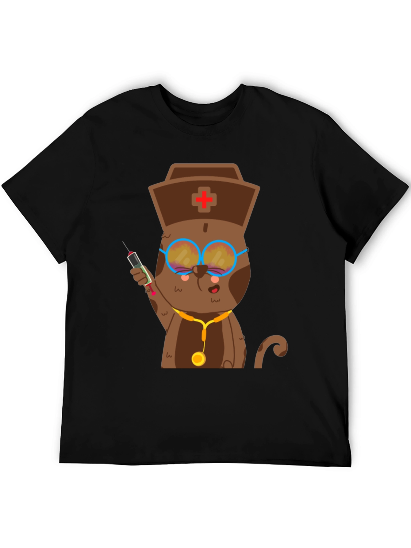 Black Cat Nurse T-Shirt - Funny Animal Tee view 5