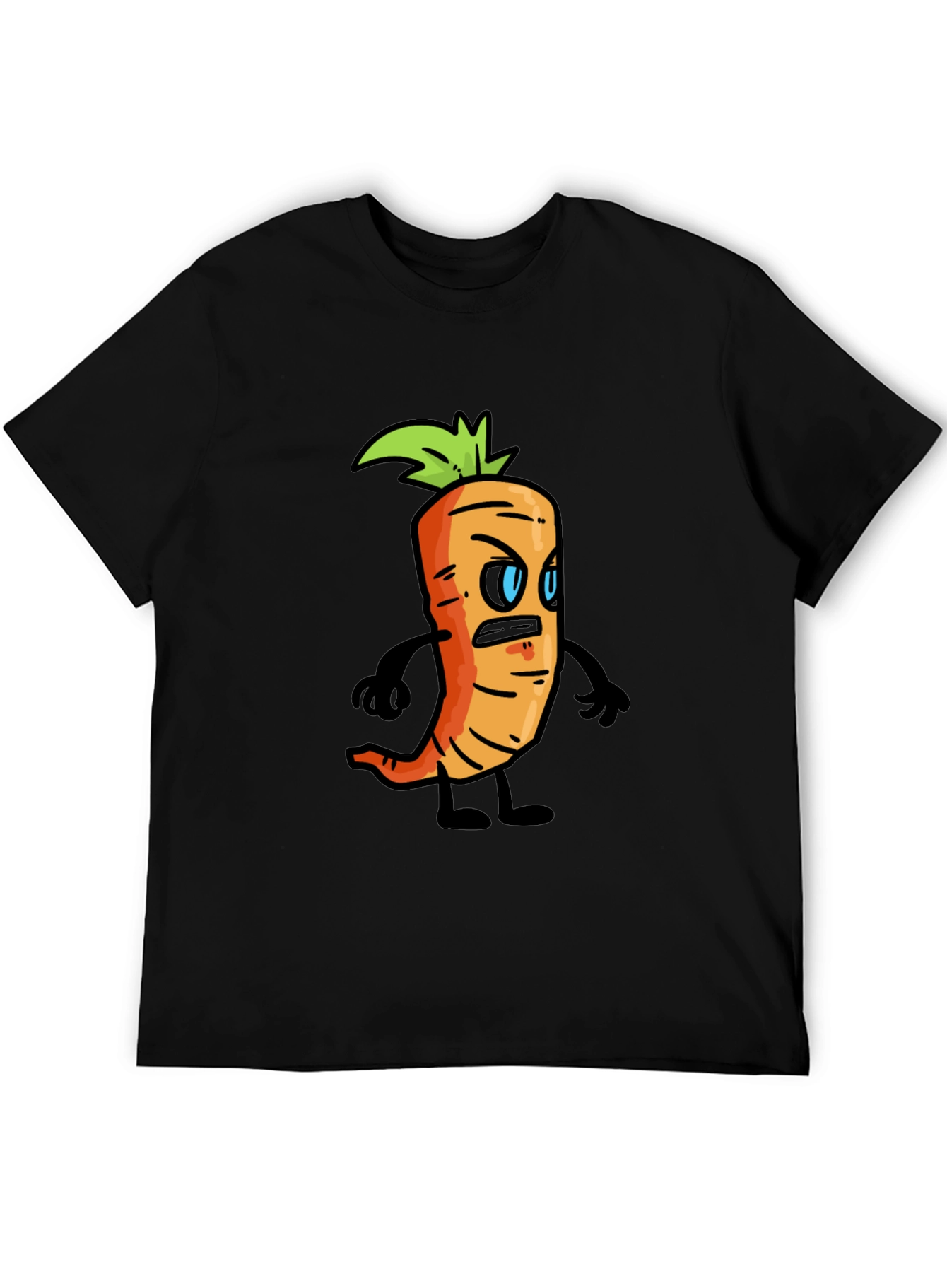 Black Angry Carrot Cartoon Black T-Shirt view 5