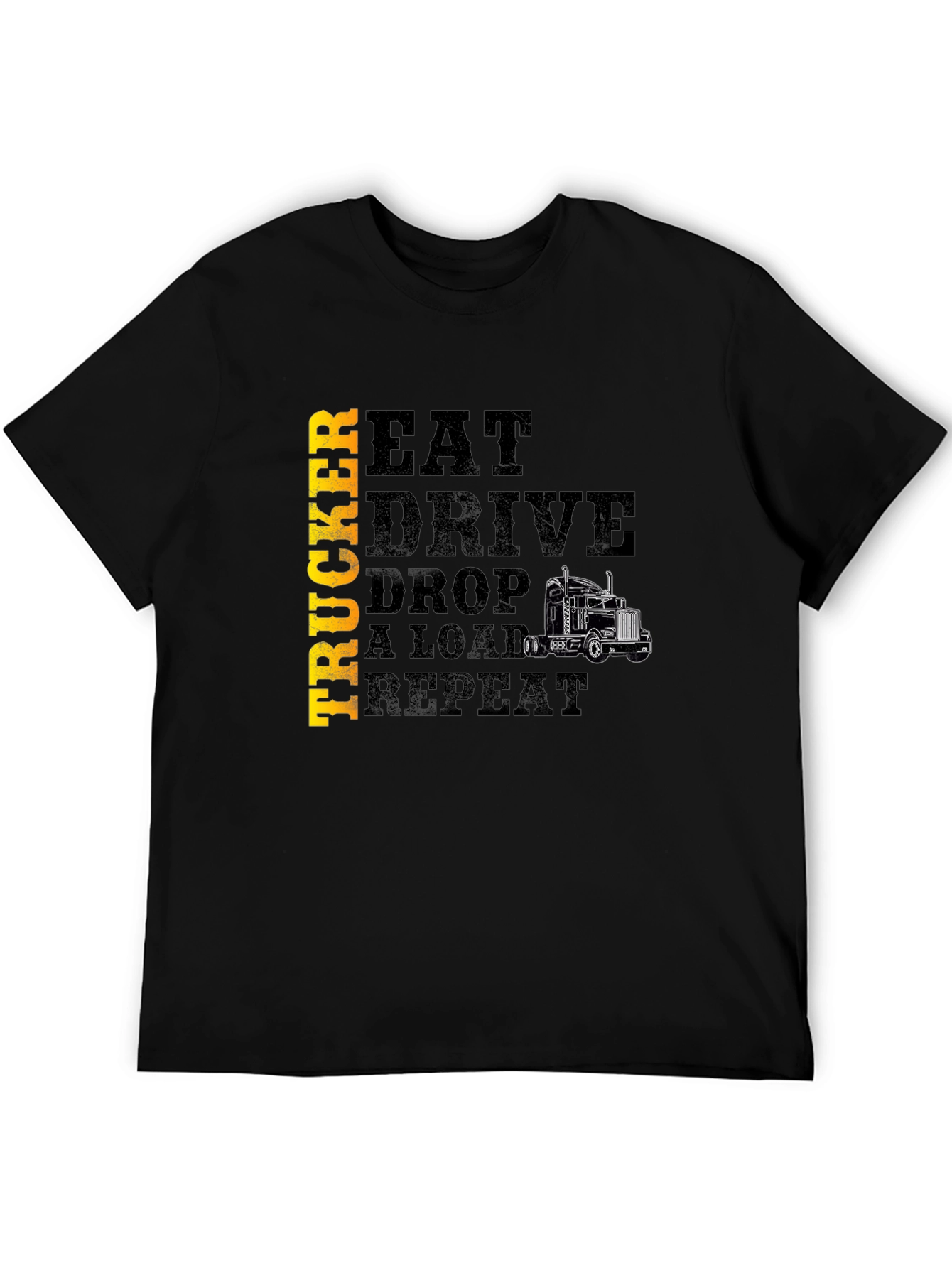 Black Trucker Eat Drive Drop a Load T-Shirt view 5