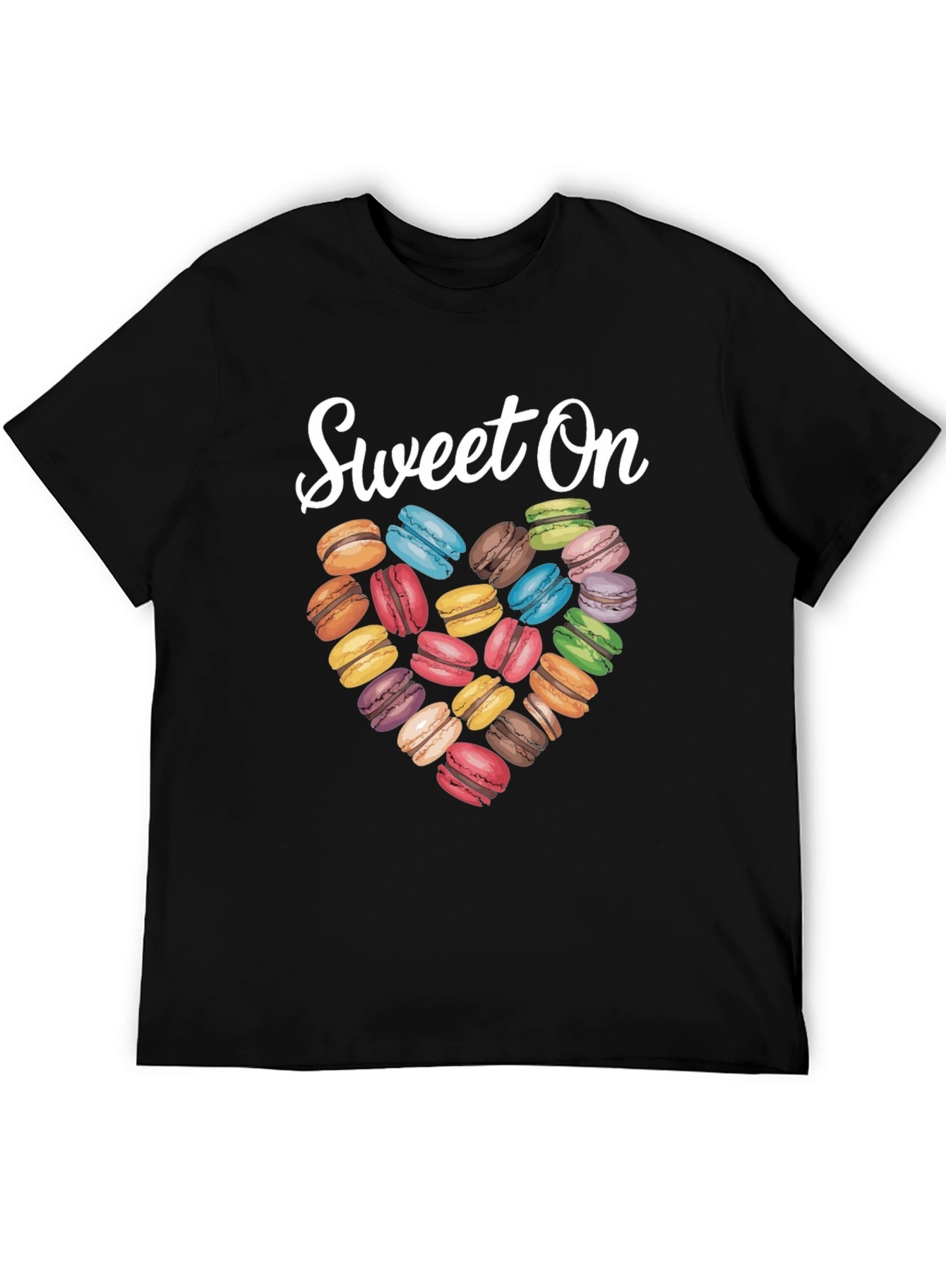 Black Sweet On Macarons T-Shirt, Heart Design view 5