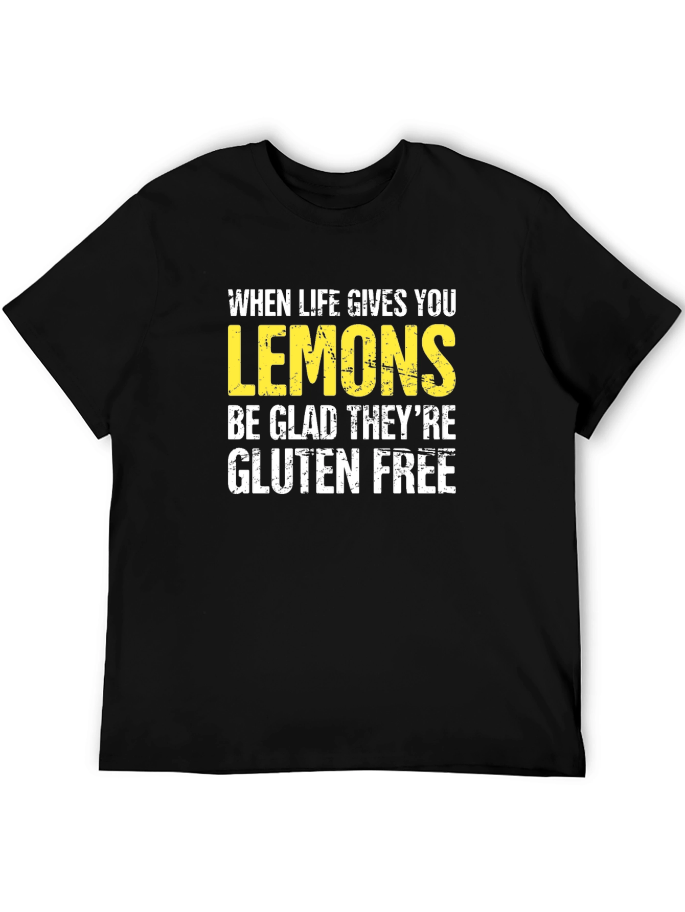 Black Funny Lemon Graphic Tee - Gluten Free Humor T-Shirt view 5