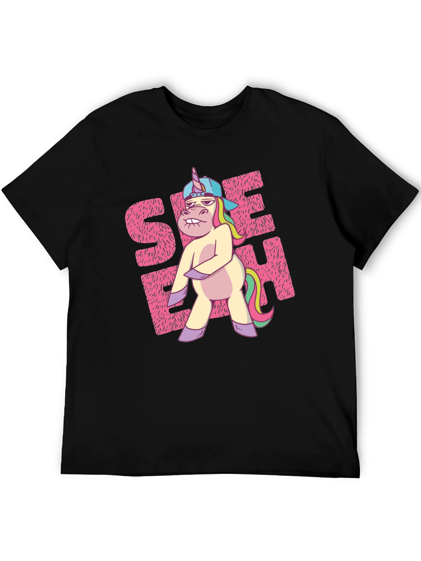 Black Funny Unicorn Graphic T-Shirt view 5