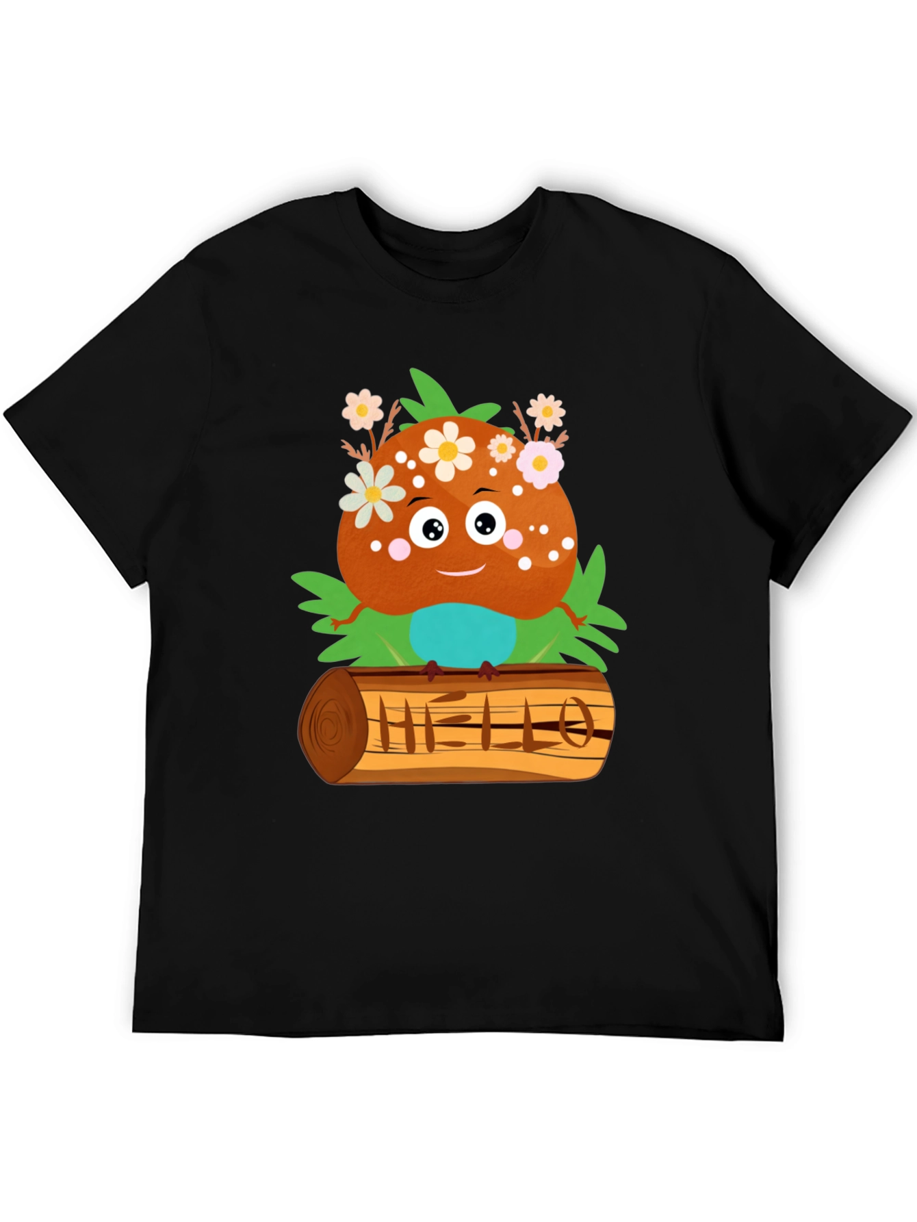Black Cute Cartoon Character Print T-Shirt view 5