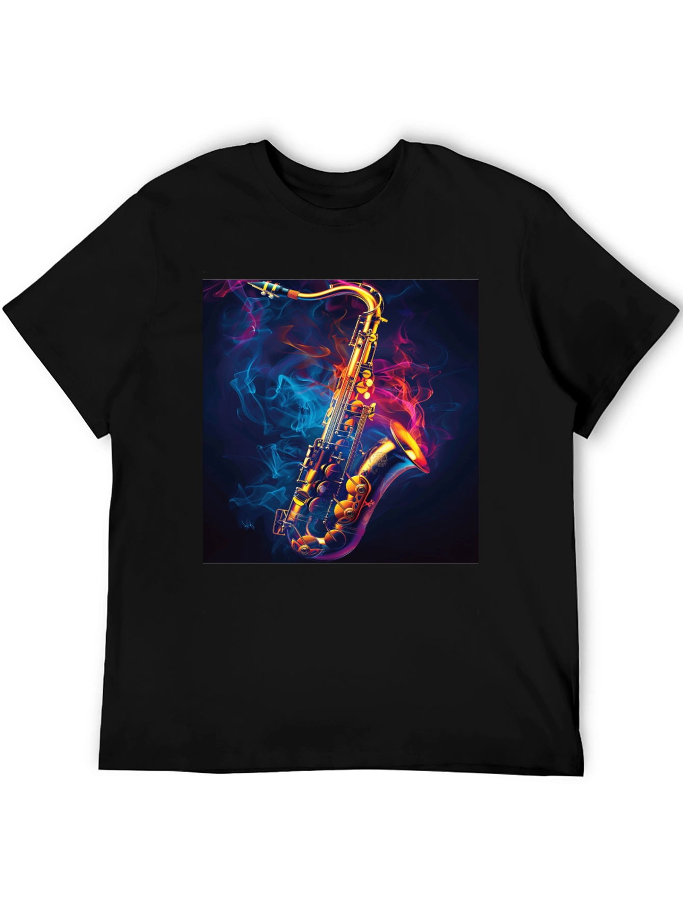Black Saxophone Graphic Black T-Shirt - Cool Musical Tee view 5