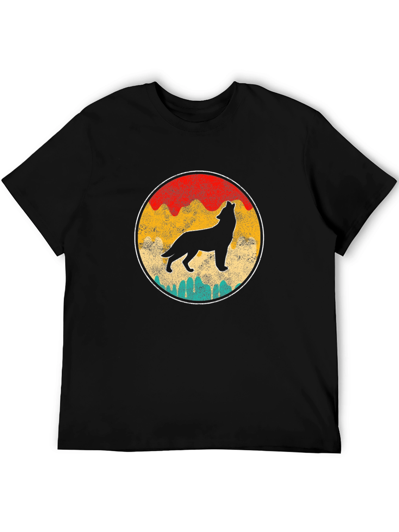 Black Retro Wolf Graphic Tee - Black view 5