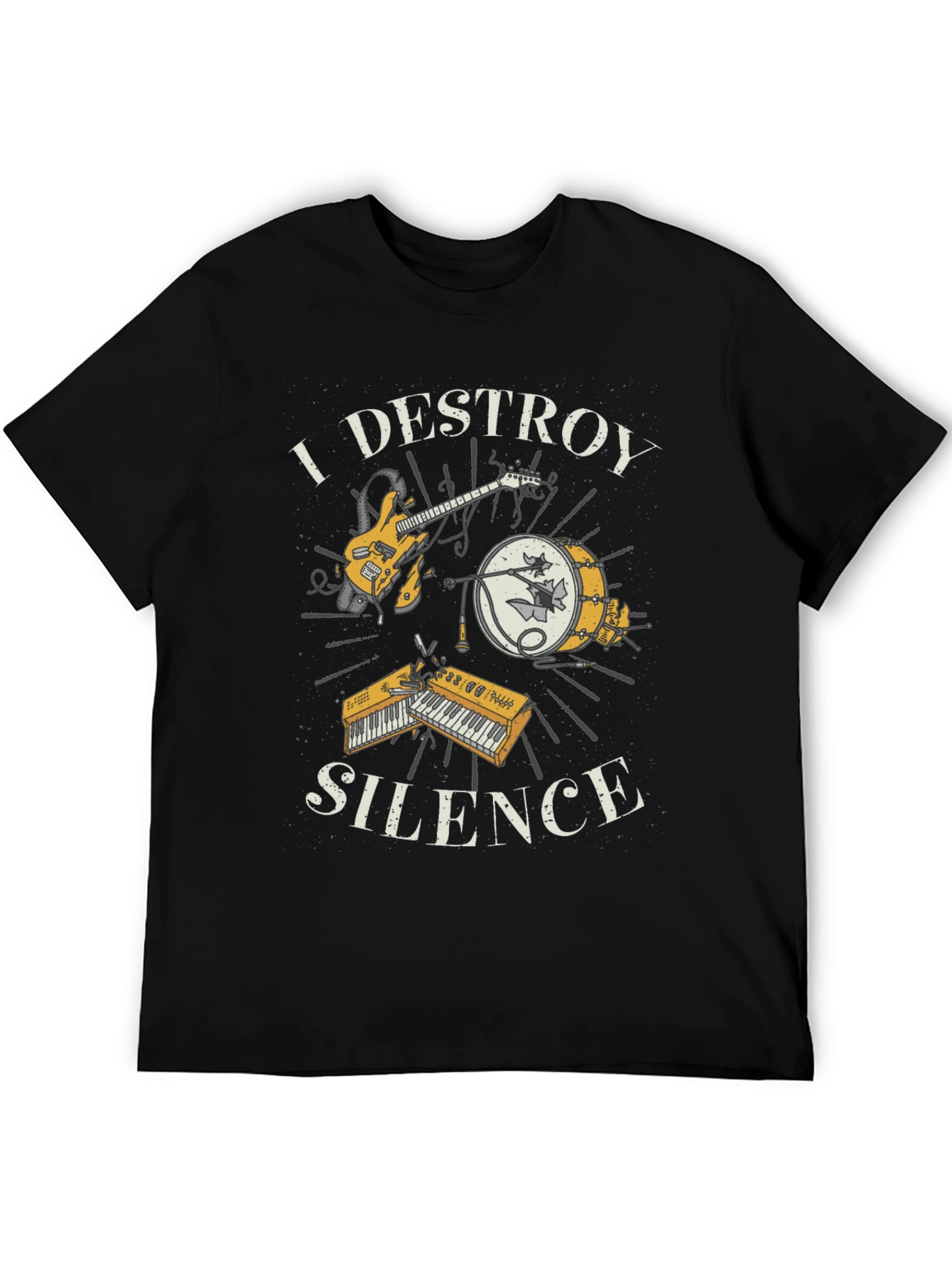 Black I Destroy Silence Graphic Tee - Music Lover Shirt view 5