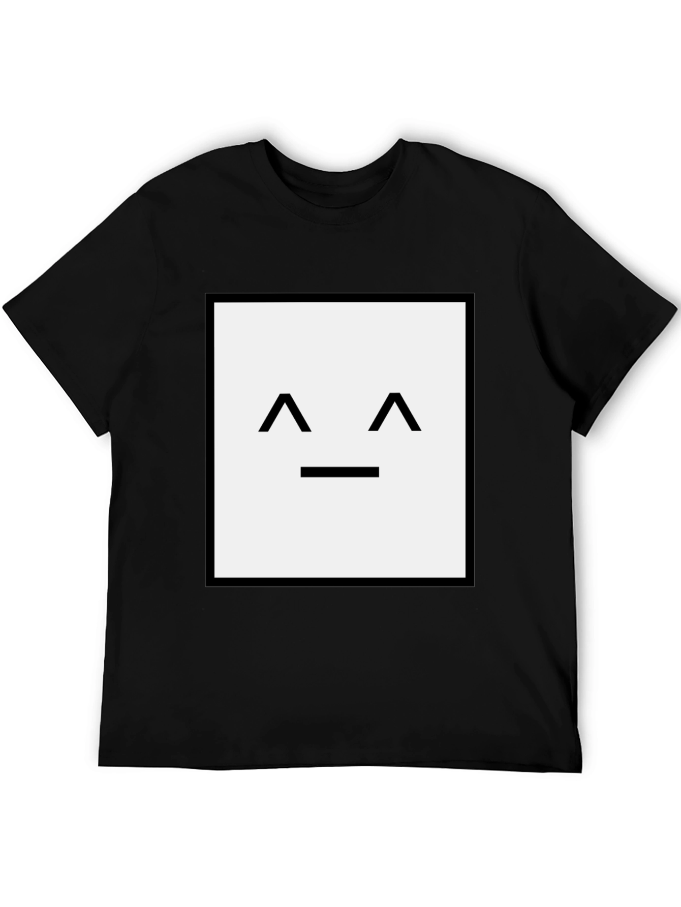 Black Minimalist Face Graphic Tee - Black Soft Cotton view 5