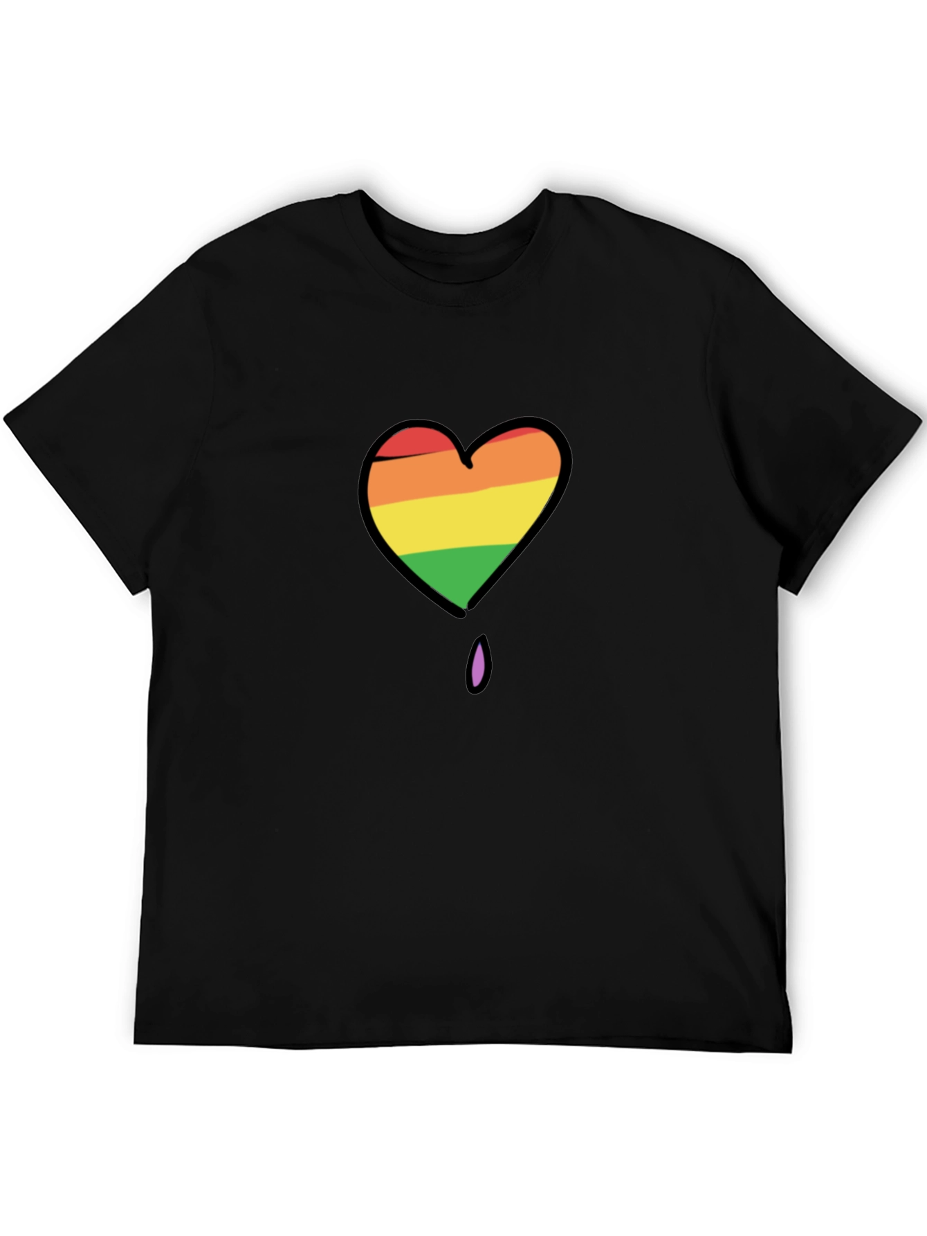 Black Rainbow Heart Pride T-Shirt - Black view 5
