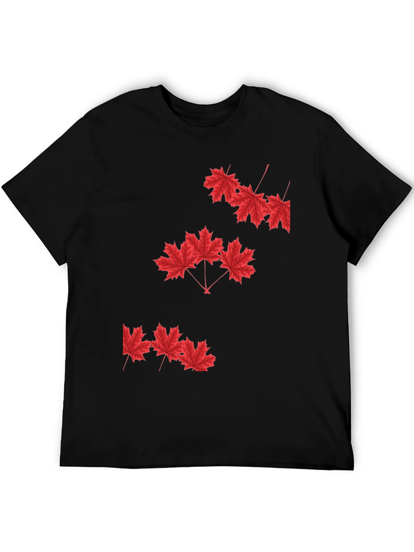 Black Maple Leaf Graphic Print Black T-Shirt view 5