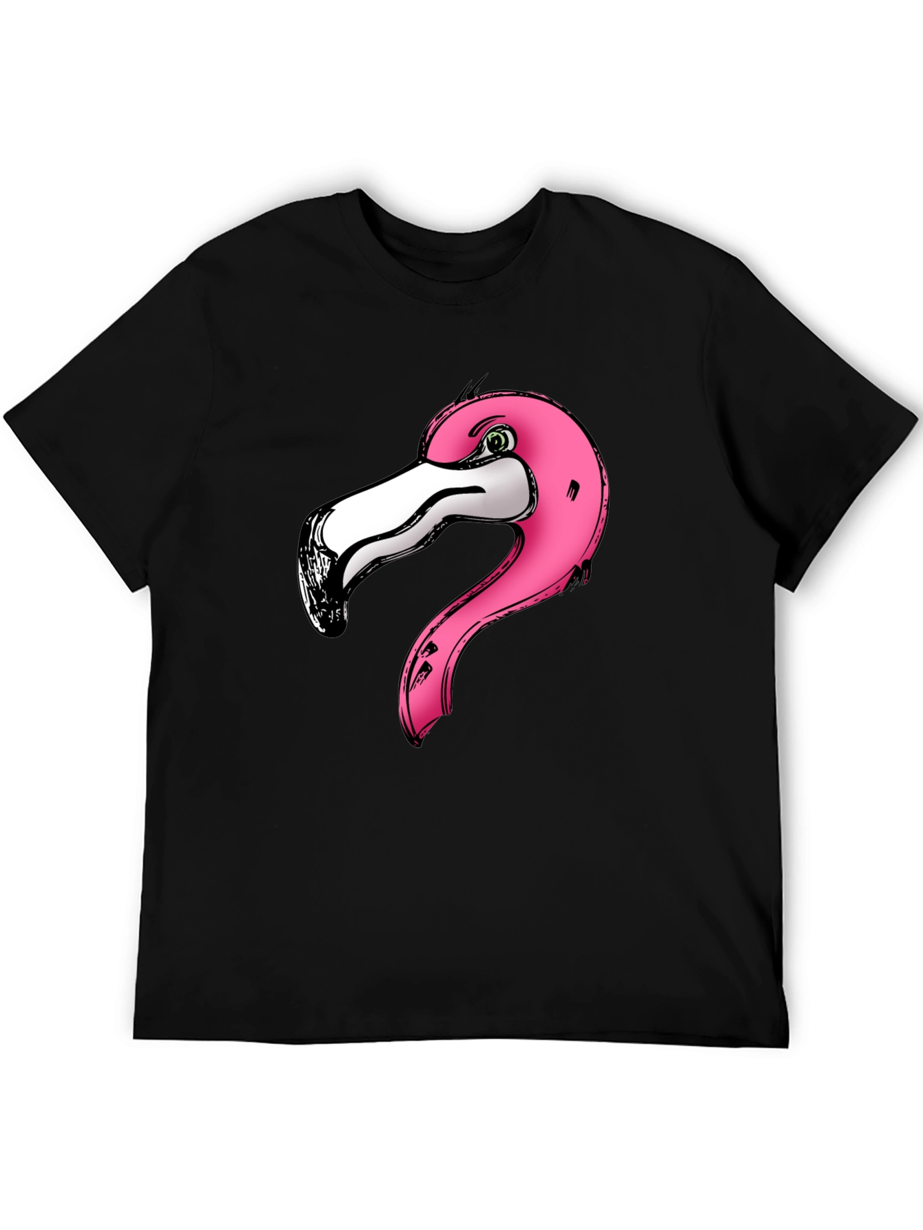 Black Pink Flamingo Graphic Print Black T-Shirt view 5