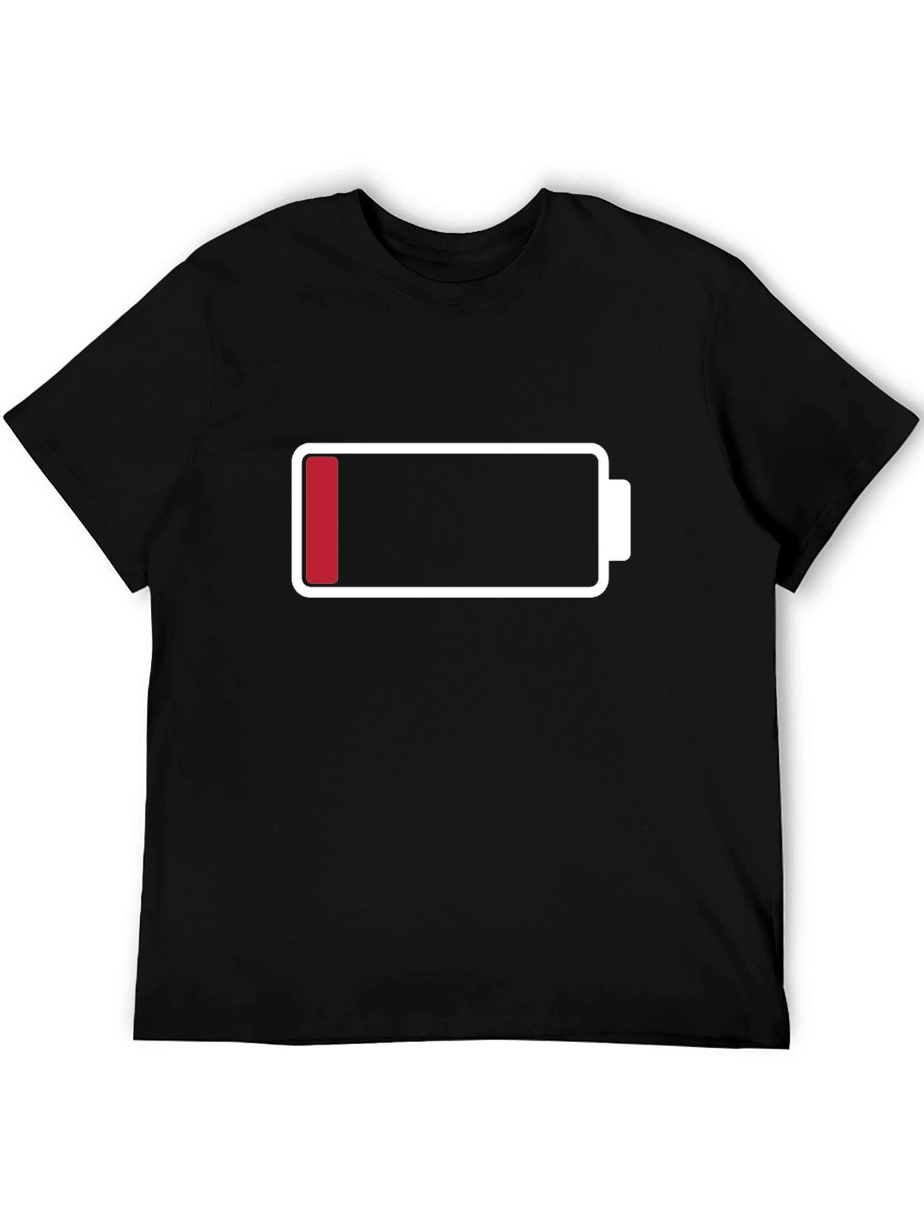 Black Low Battery Graphic Men's T-Shirt - Black Cotton Tee view 5