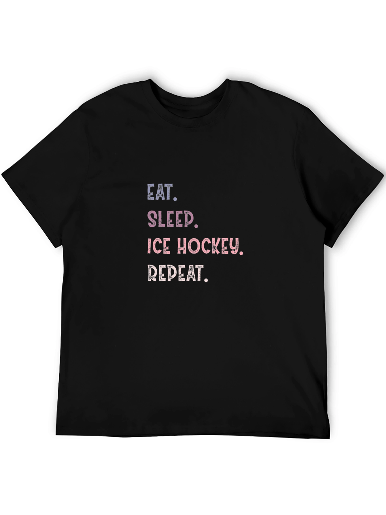 Black Eat Sleep Ice Hockey Repeat T-Shirt - Black view 5