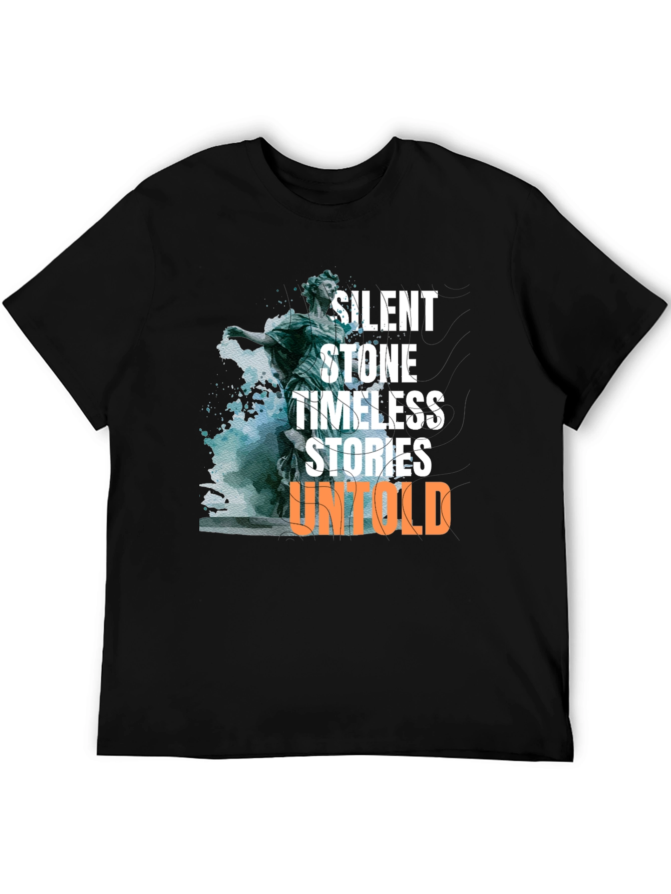 Black Silent Stone Graphic Tee -  Statue & Stories T-Shirt view 5