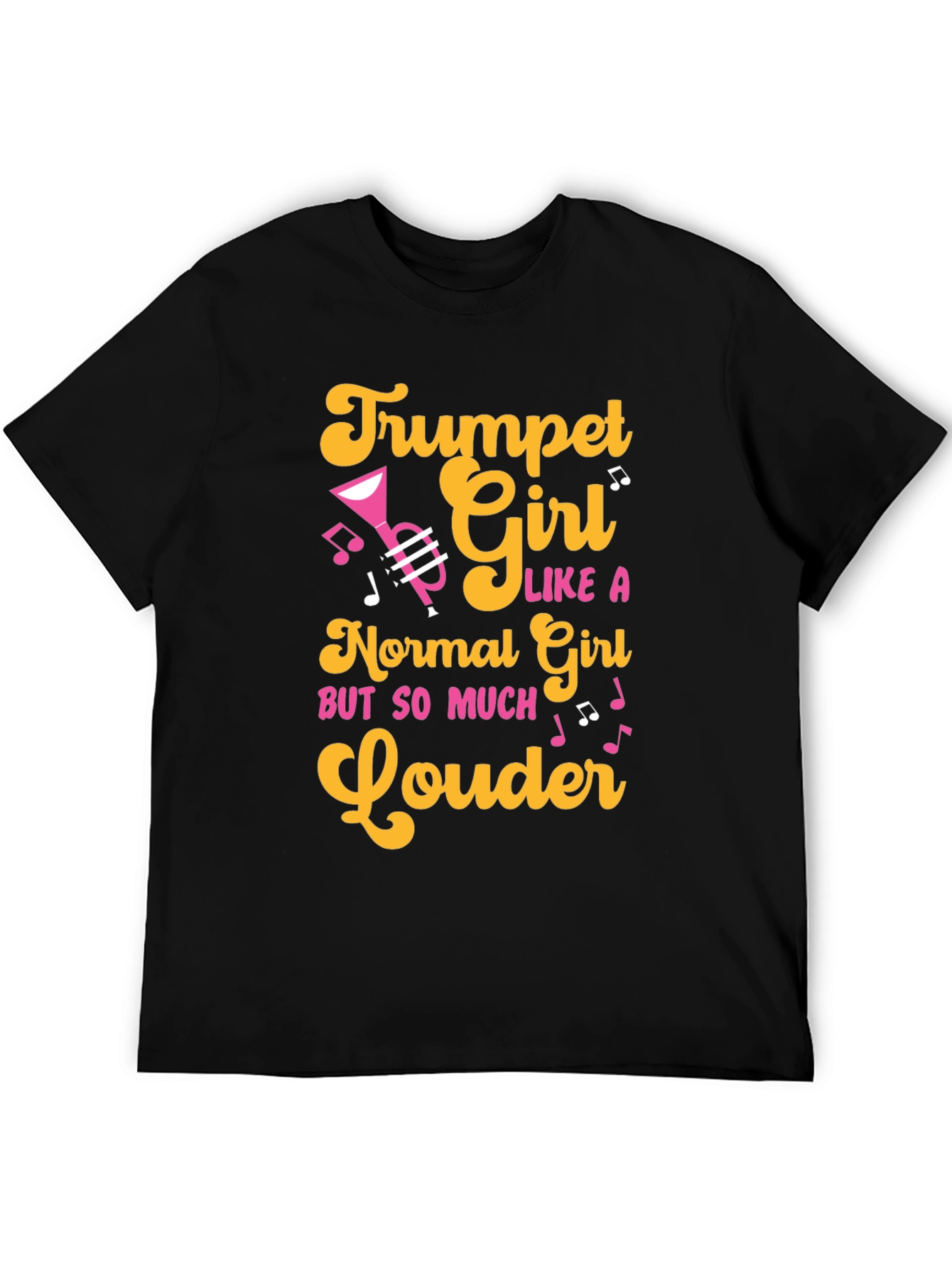 Black Trumpet Girl T-Shirt - Musician Apparel view 5