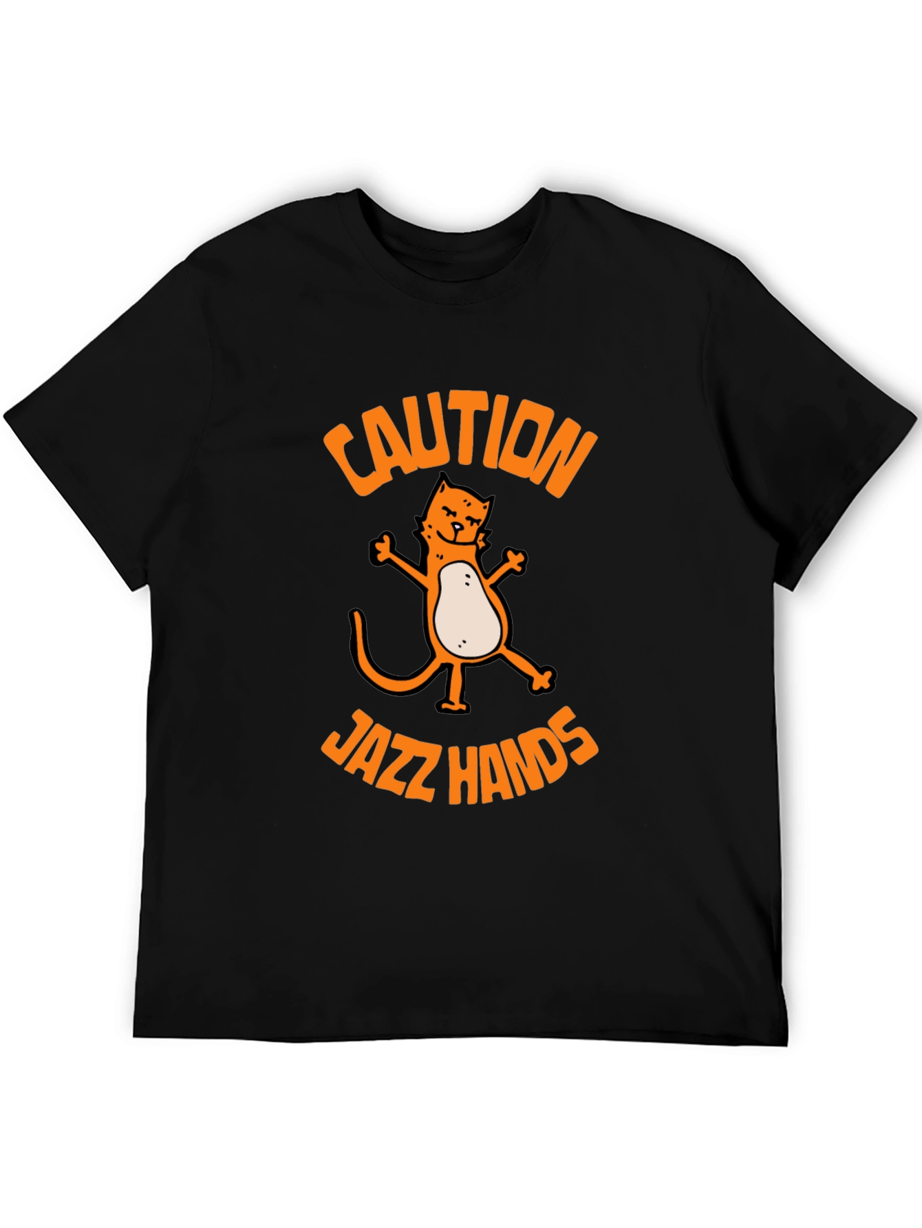 Black Caution Jazz Hands Cat Graphic Tee - Black view 5