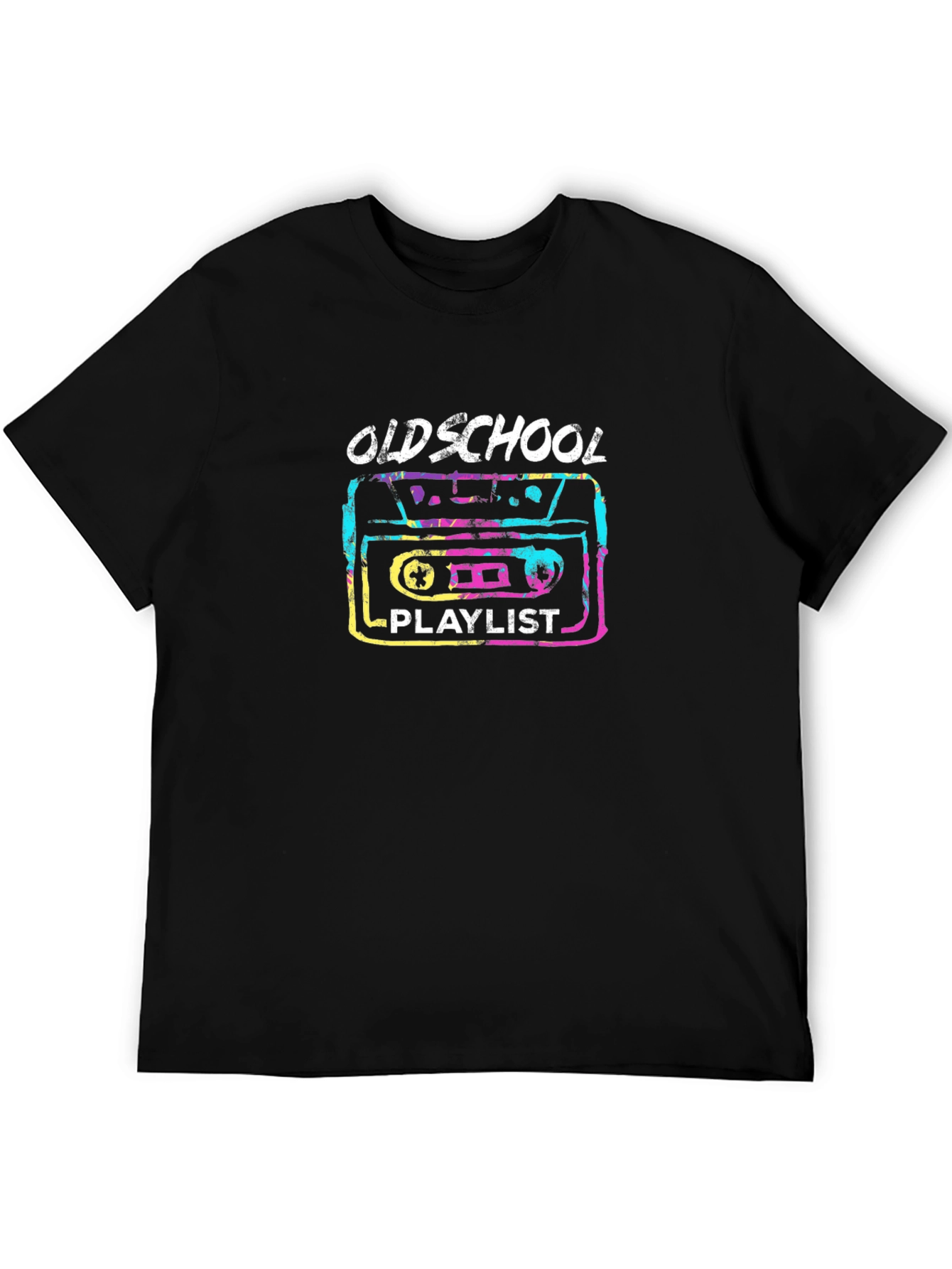 Black Oldschool Playlist Graphic T-Shirt view 5