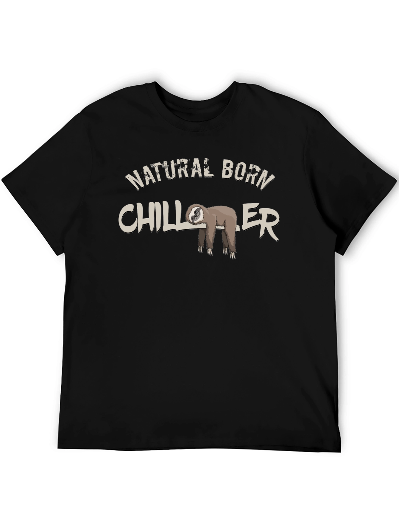 Black Natural Born Chiller Sloth Graphic T-Shirt view 5