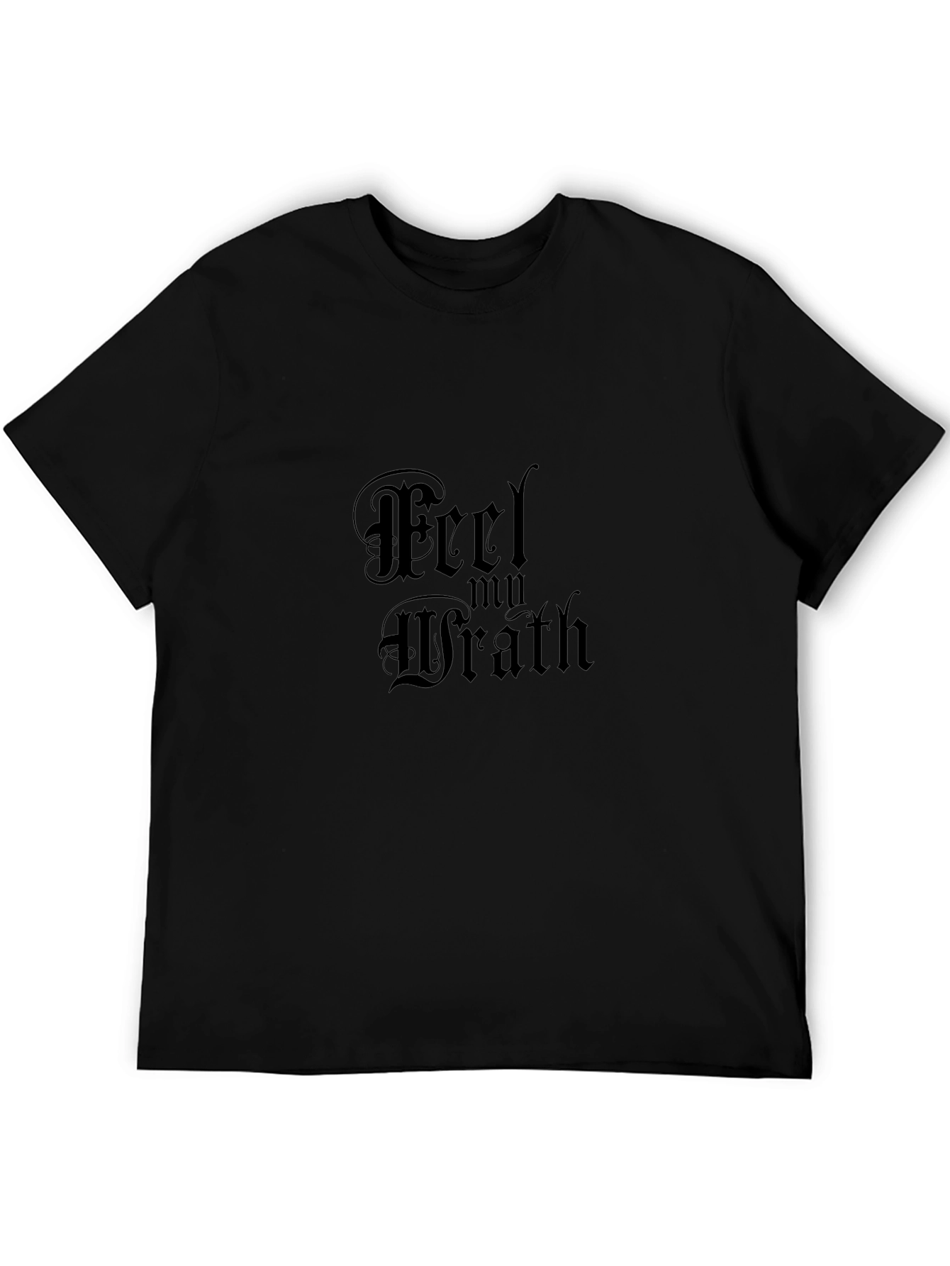Black Feel My Wrath Black Graphic Tee Shirt view 5