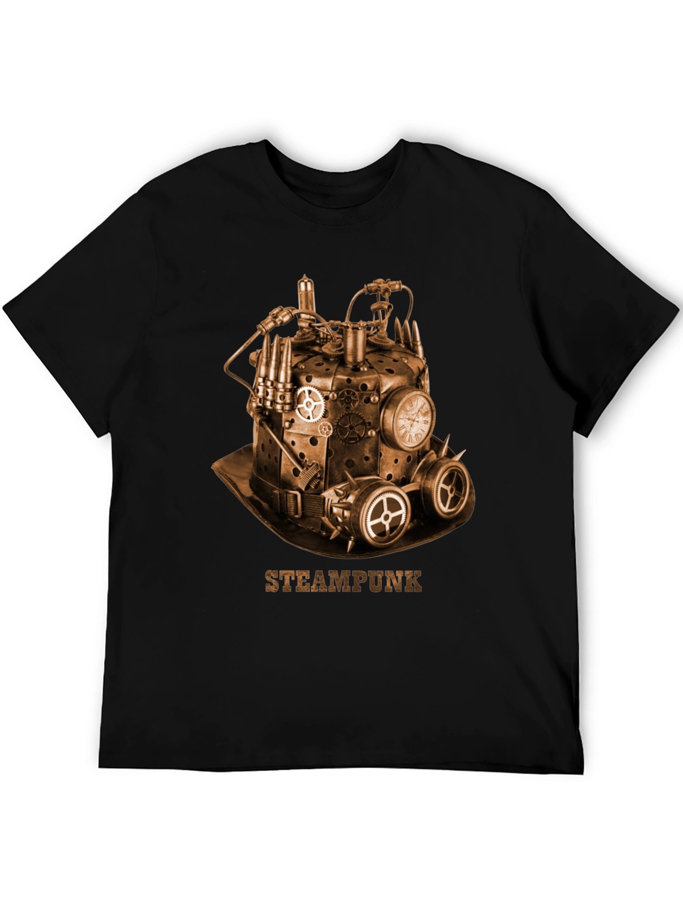 Black Steampunk Hat Graphic T-Shirt - Unique Design view 5