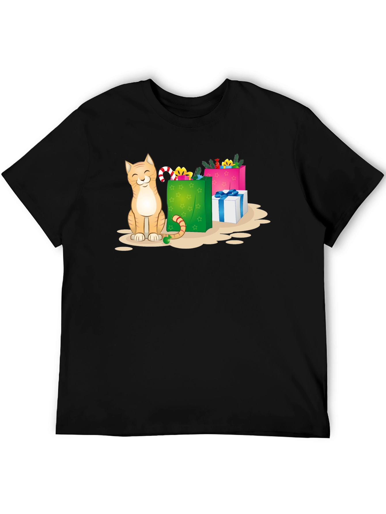Black Cat Christmas Gift T-Shirt view 5