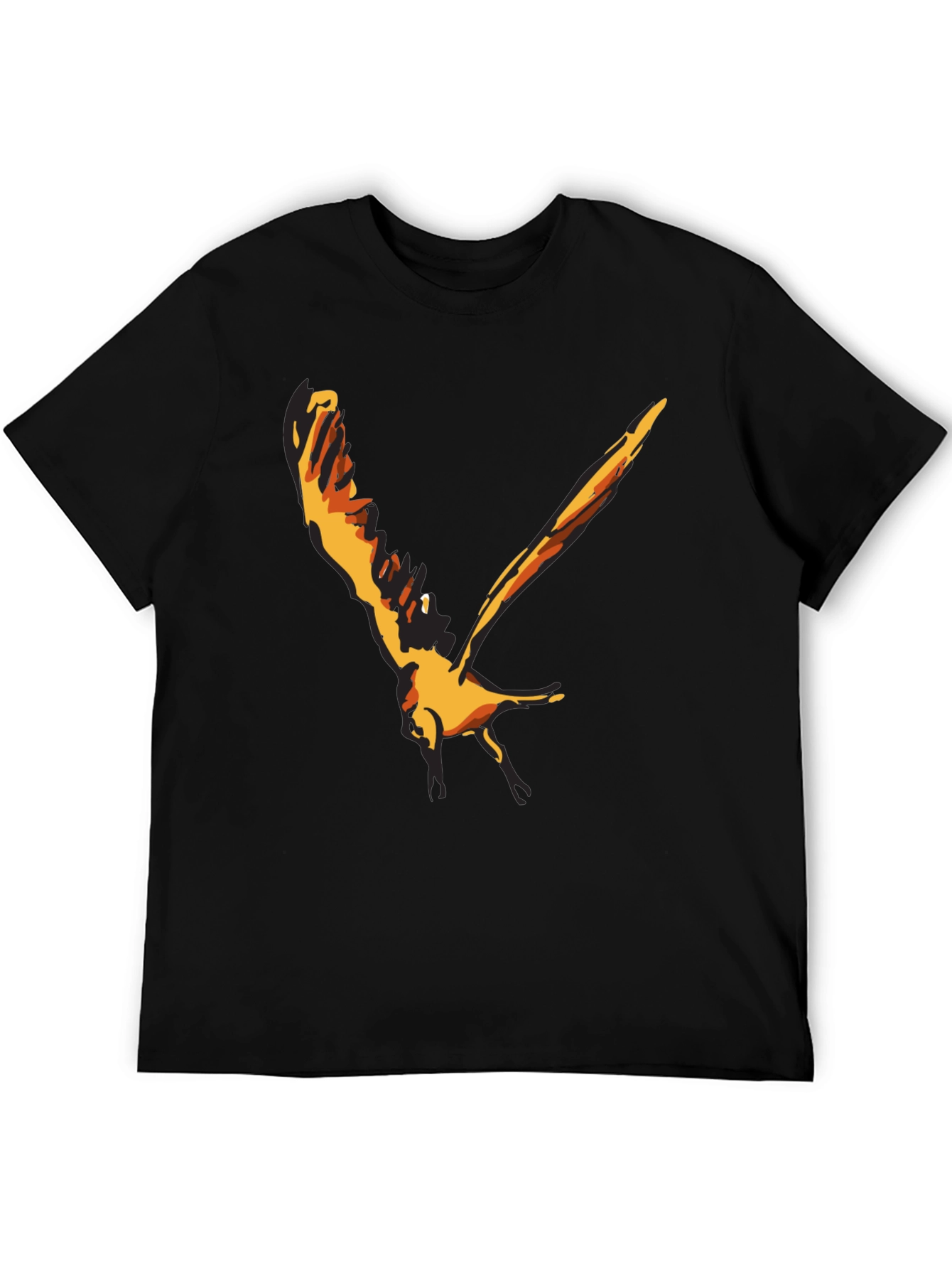 Black Stylish Black T-Shirt with Bird Graphic view 5