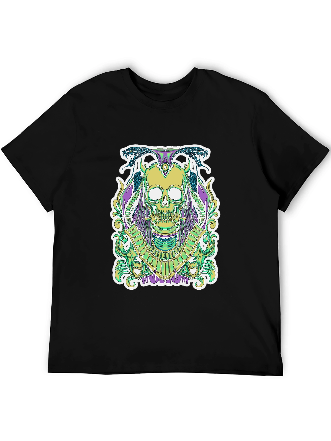 Black Skull Graphic Tee - Egyptian Style view 5