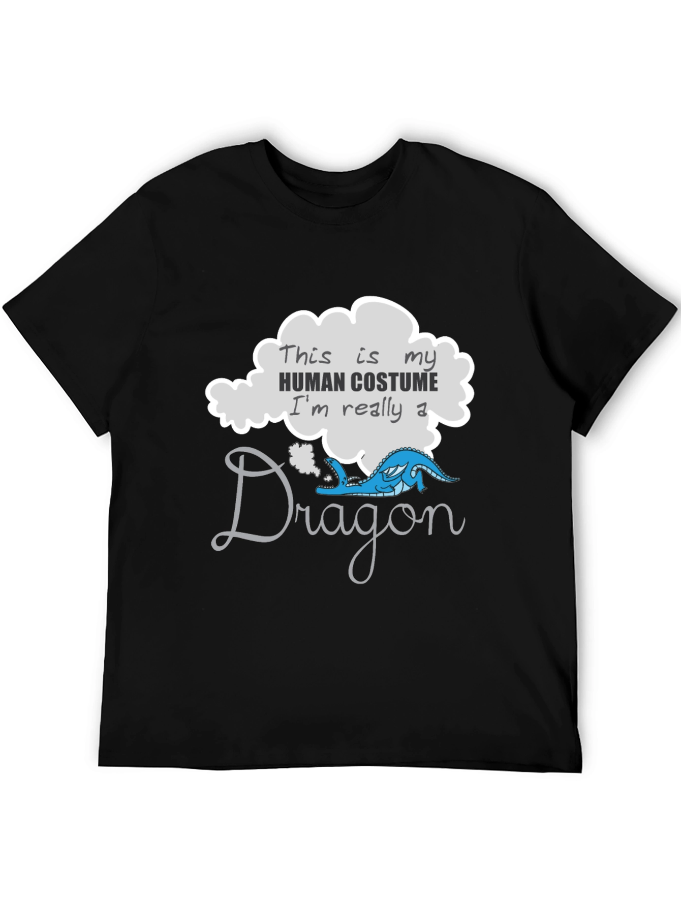 Black Funny Dragon Human Costume Graphic T-Shirt view 5