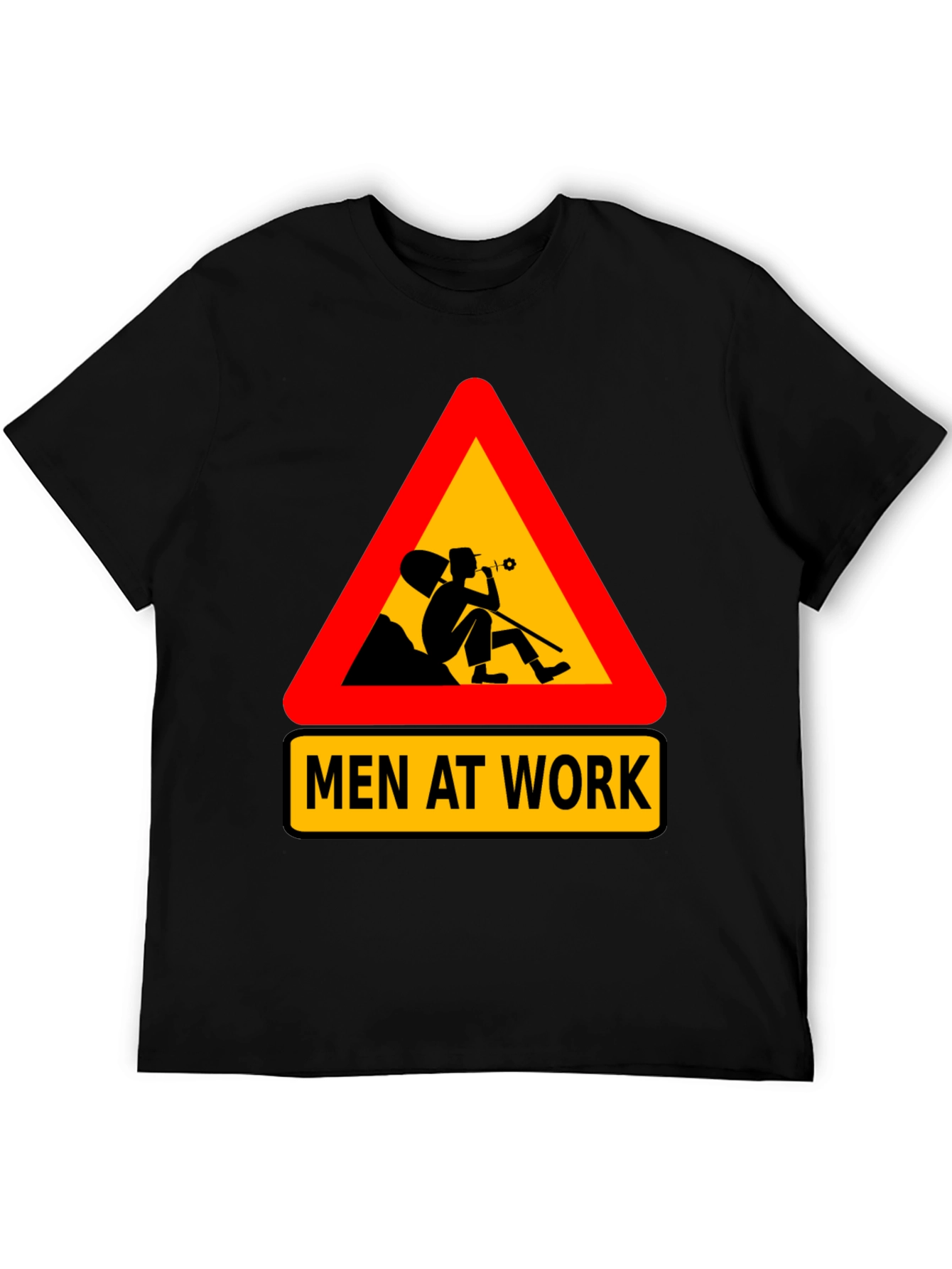 Black Men at Work Graphic Tee - Funny Black T-Shirt view 5