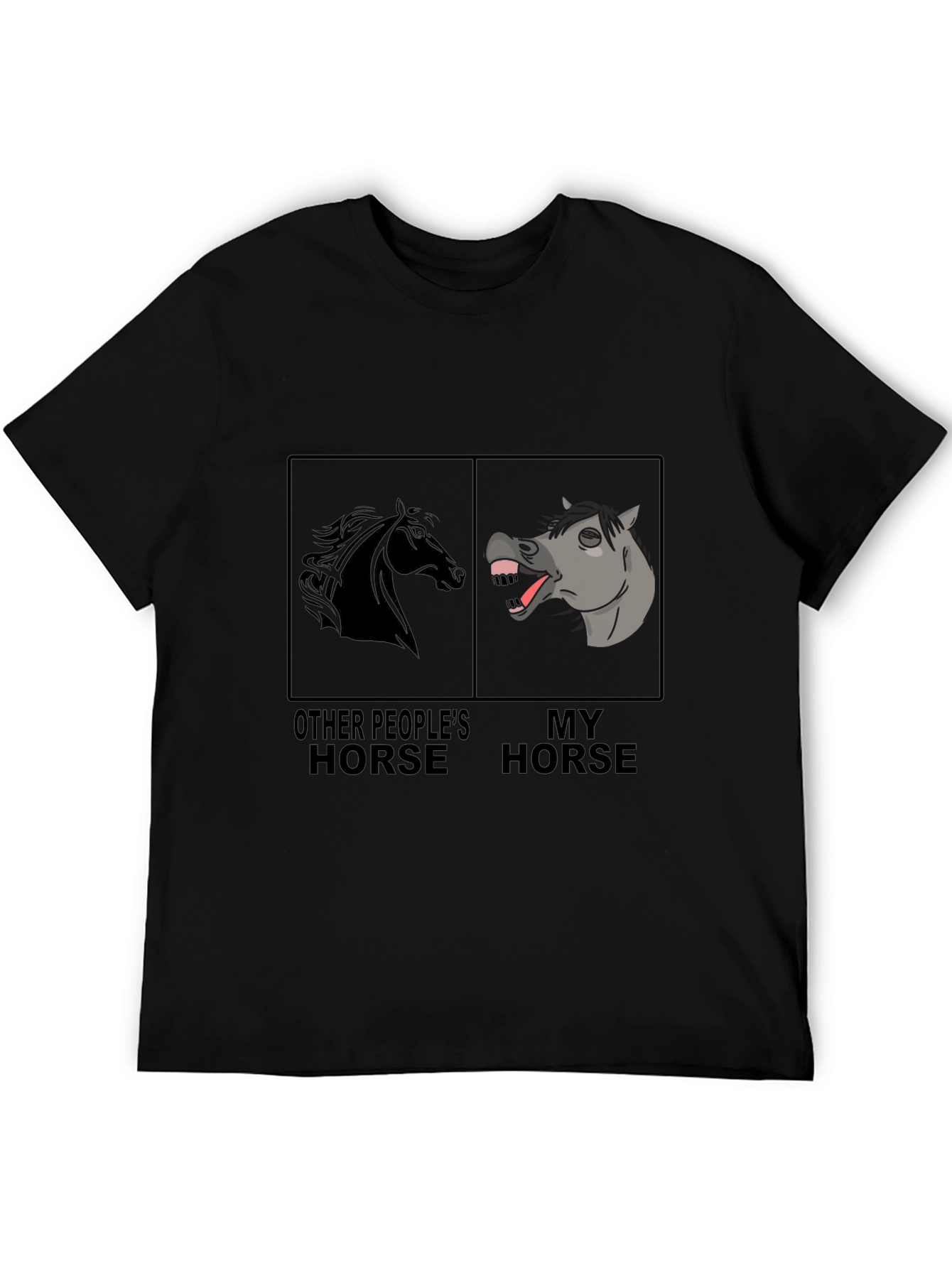 Black Funny Horse T-Shirt - Other People's Horse, My Horse view 5