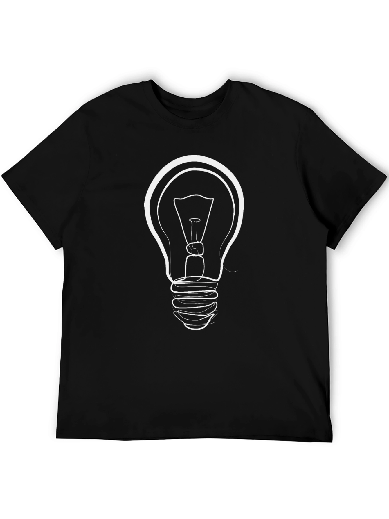 Black Minimalist Light Bulb Black T-Shirt view 5