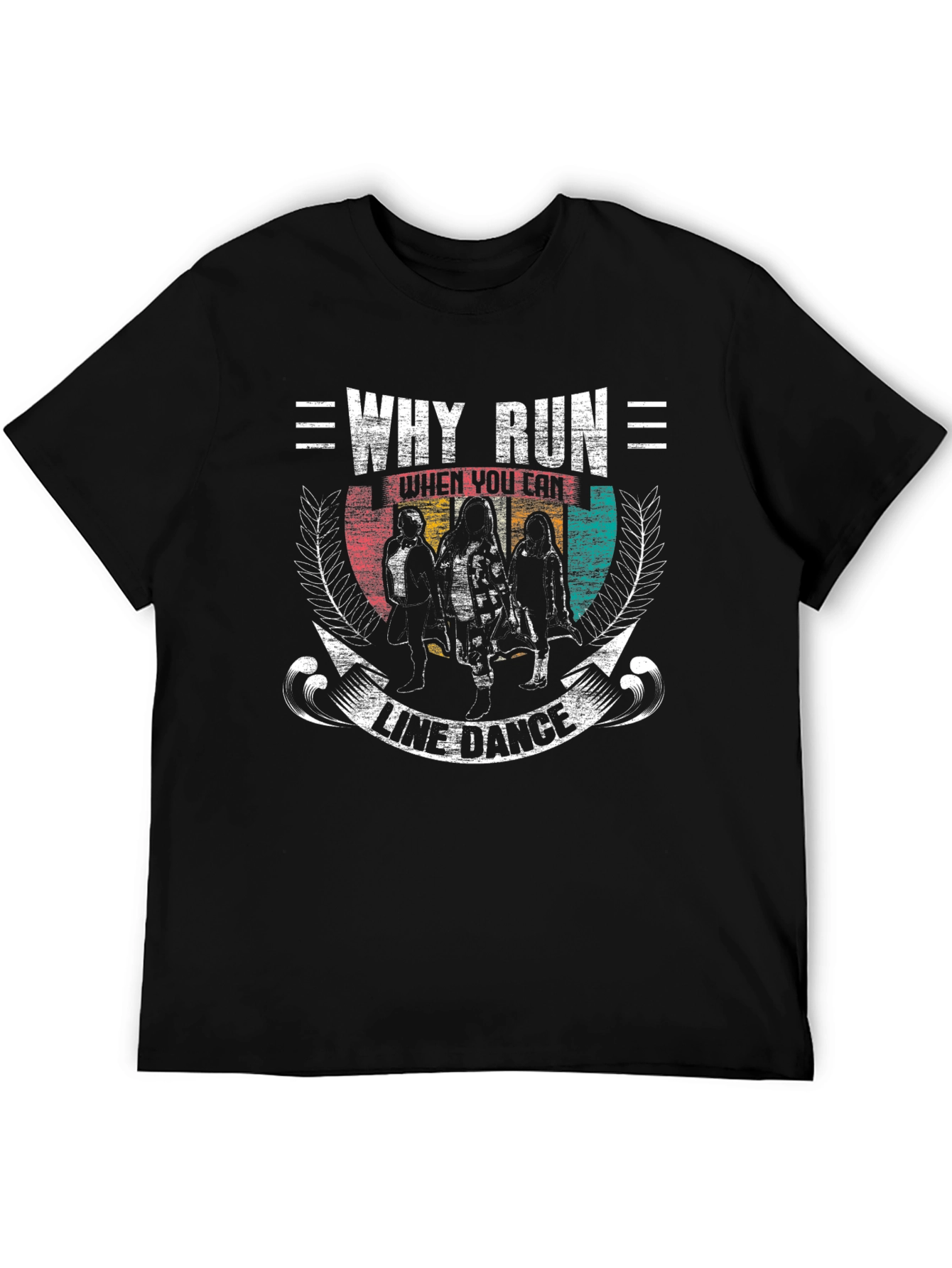 Black Why Run Line Dance Black Graphic T-Shirt view 5