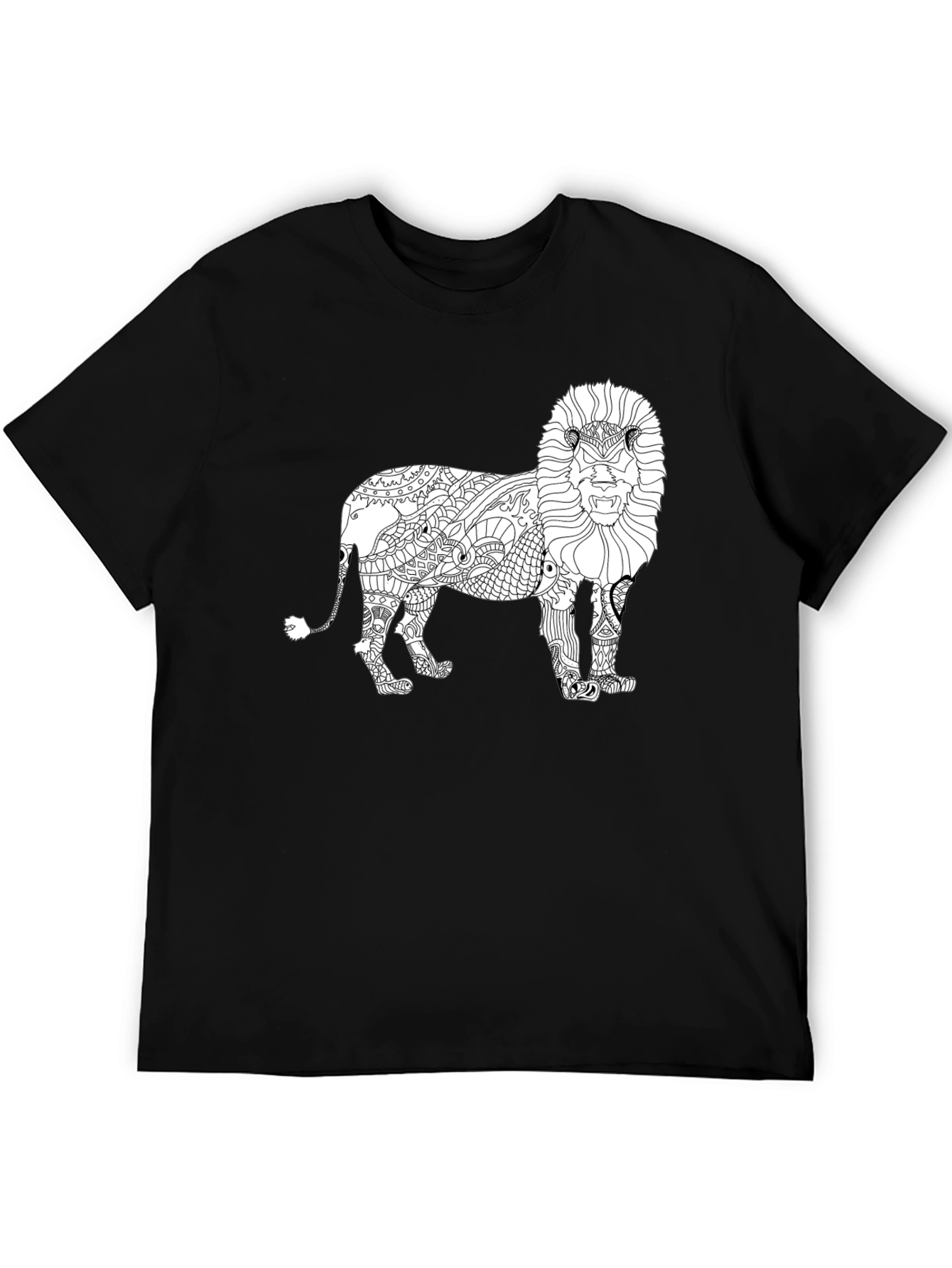 Black Lion Graphic Print Crew Neck T-Shirt view 5